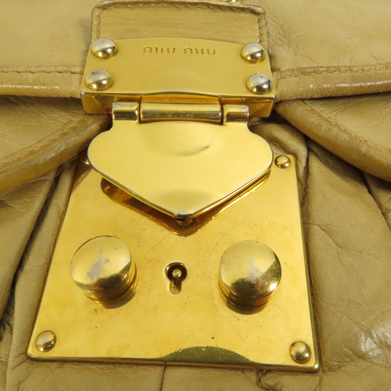 Miu Miu 牛皮皮革2 Way Shoulder金扣手挽肩背兩用袋