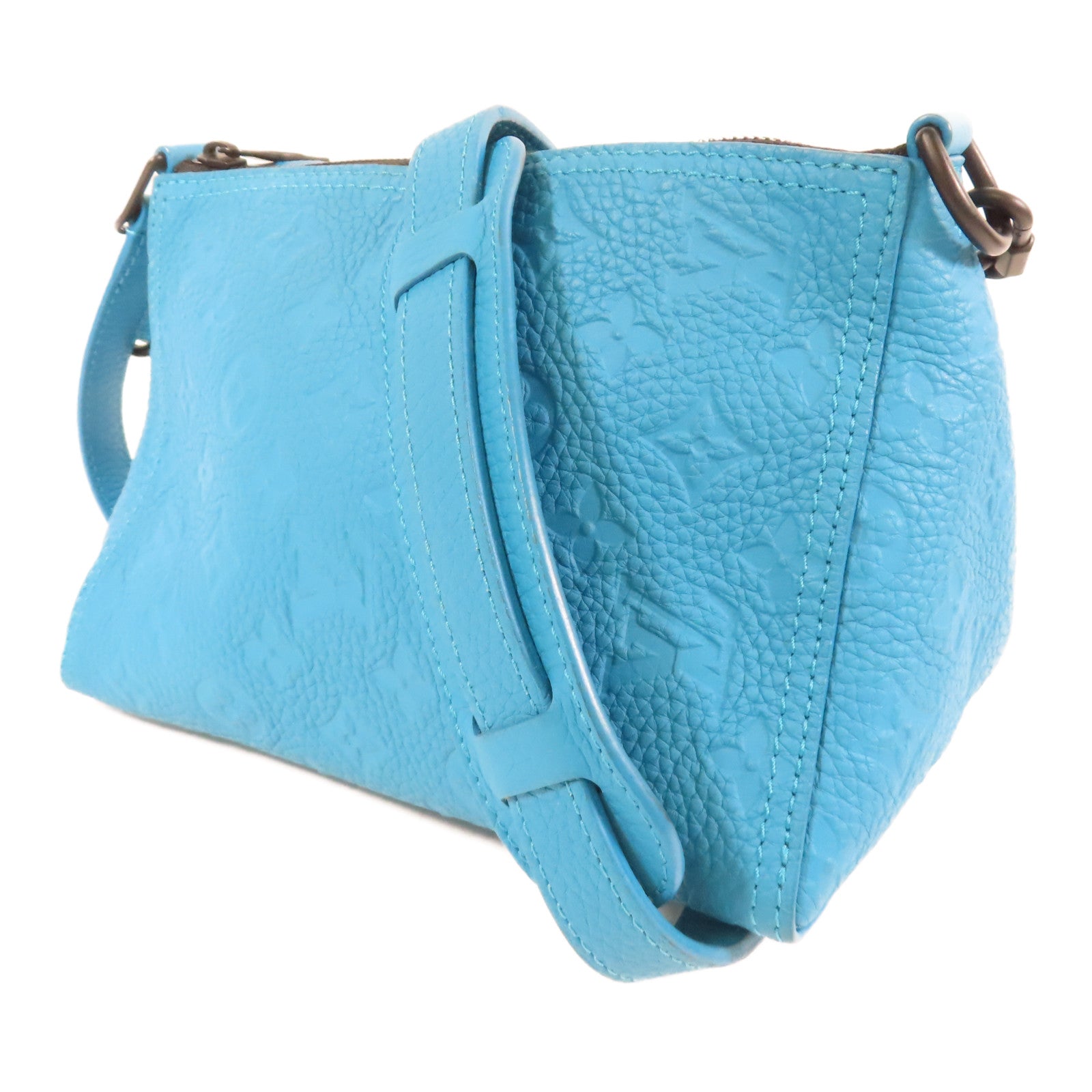 LOUIS VUITTON Taurillon Monogram Triangle肩背袋藍色