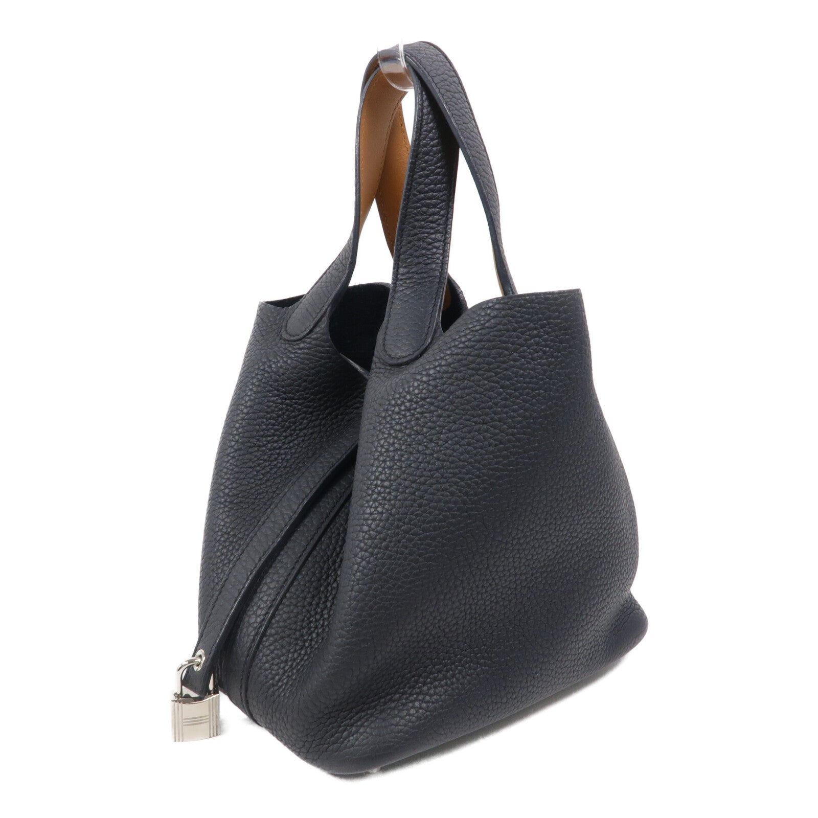 HERMES Clemence皮革Picotin PM手挽袋Noir