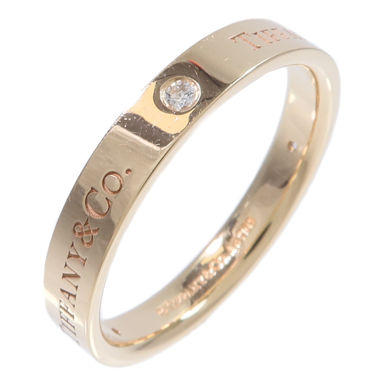 TIFFANY＆CO 18K玫瑰金Flat Band 3P Diamond Ring鑽石戒指