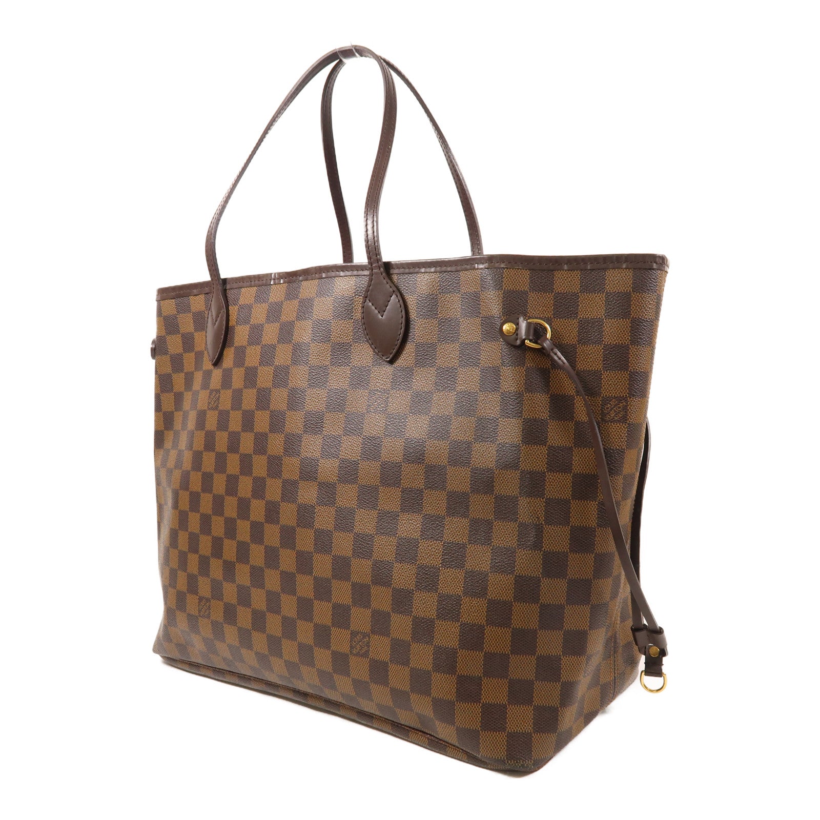 LOUIS VUITTON Damier Neverfull GM金扣肩背袋棕色
