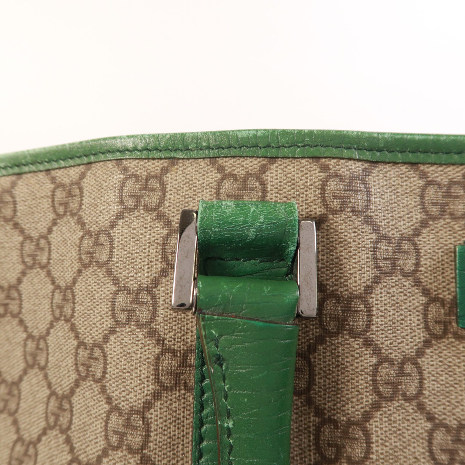 GUCCI 塗層帆布Tote Bag銀扣肩背袋