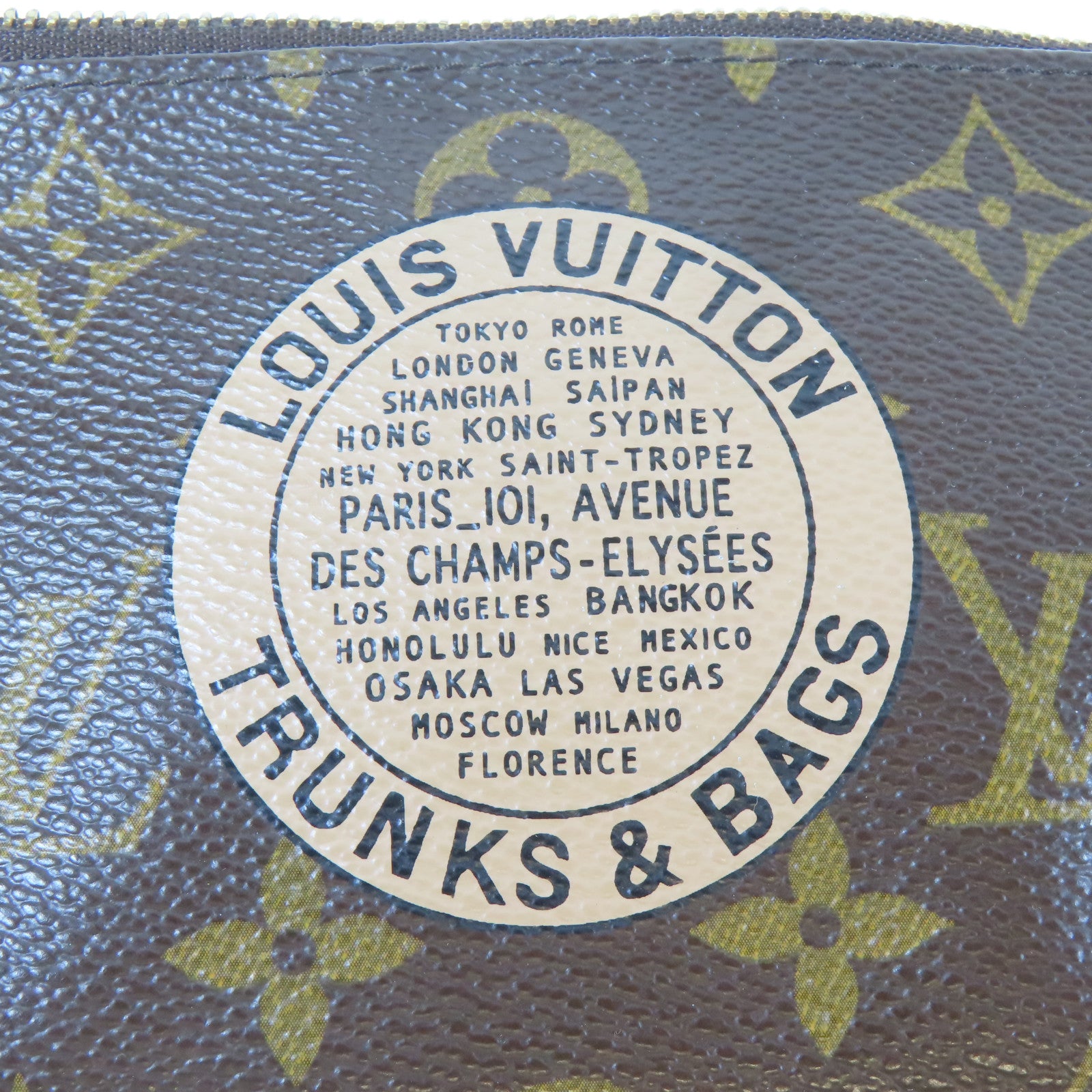LOUIS VUITTON Monogram Pochette Trunk金扣鏈帶肩背袋啡色