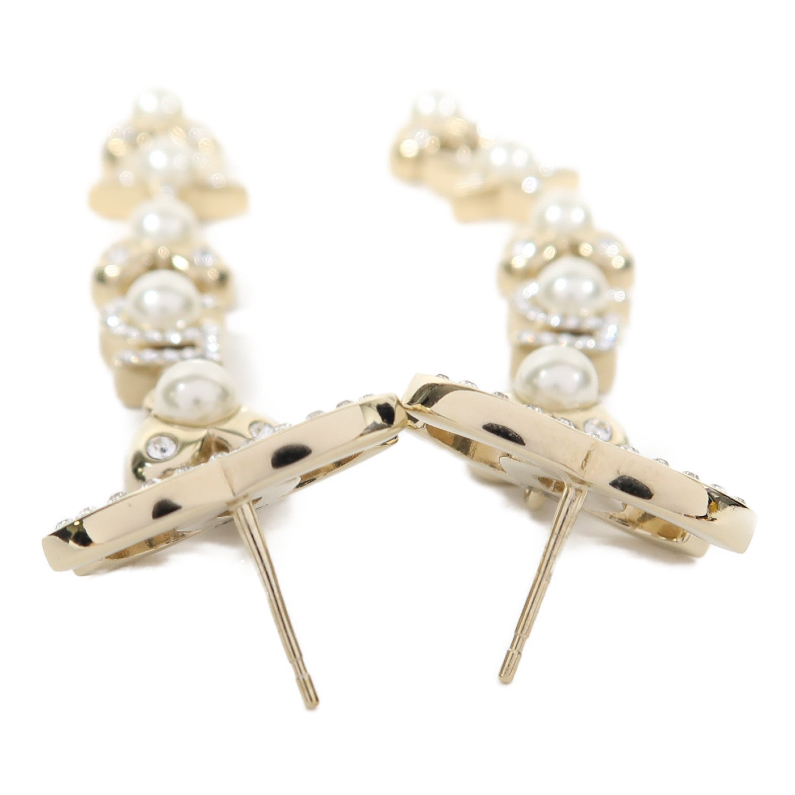 CHANEL 金屬/PVC Earrings耳環金色/白色