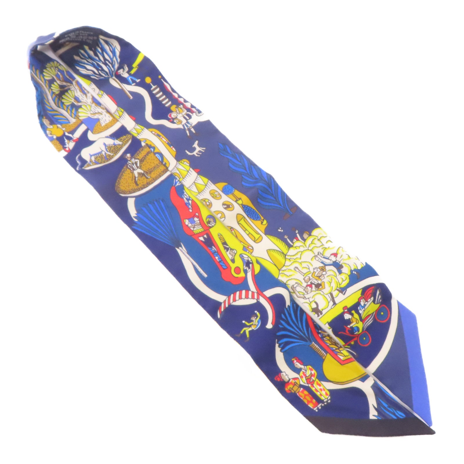 HERMES 絲質Twilly絲巾藍色