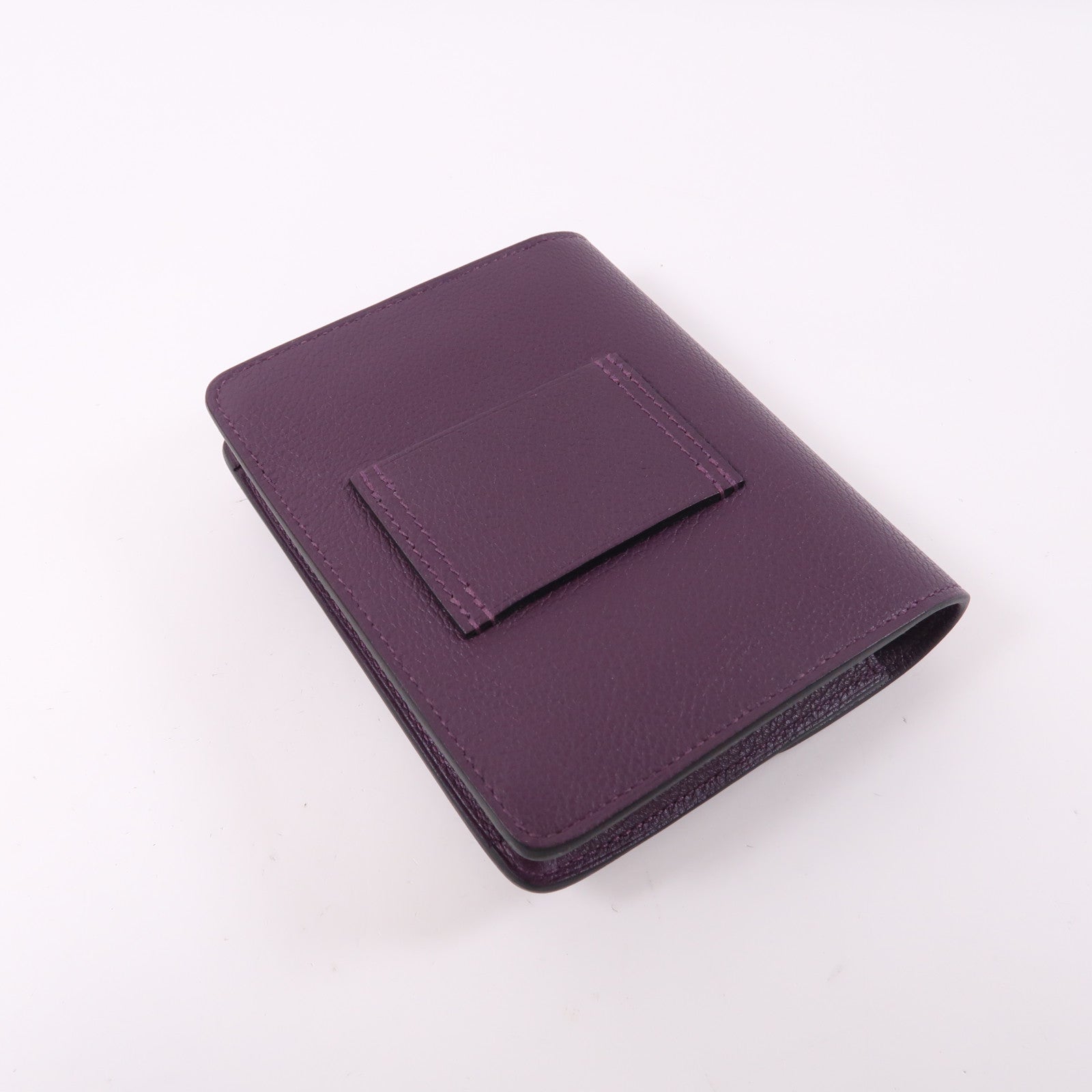 HERMES Evercolor皮革Rouis Slim銀扣錢包紫色