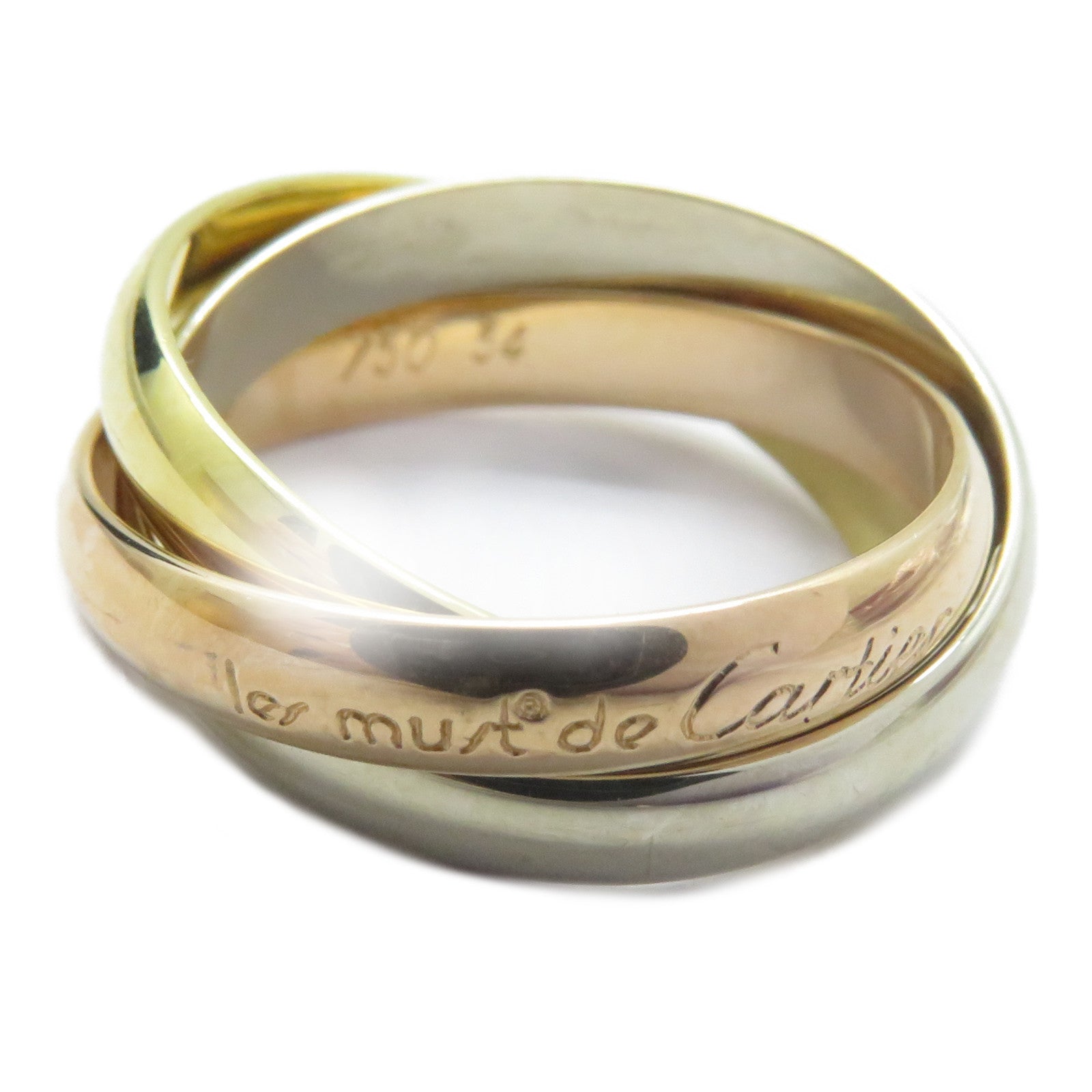 CARTIER 18K黃金/白金/玫瑰金Trinity戒指Cartier#54/US#6.75