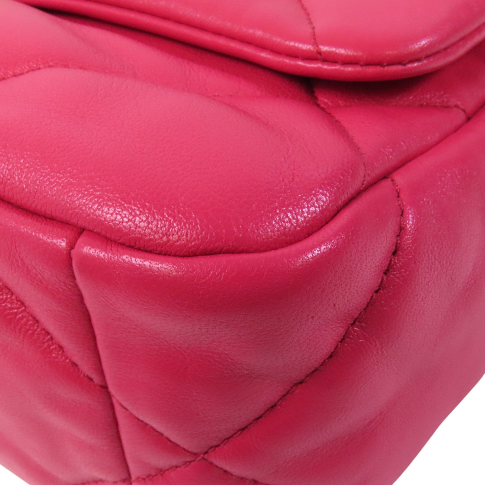 CHANEL 羊皮皮革C19金扣鏈帶手挽肩背兩用袋