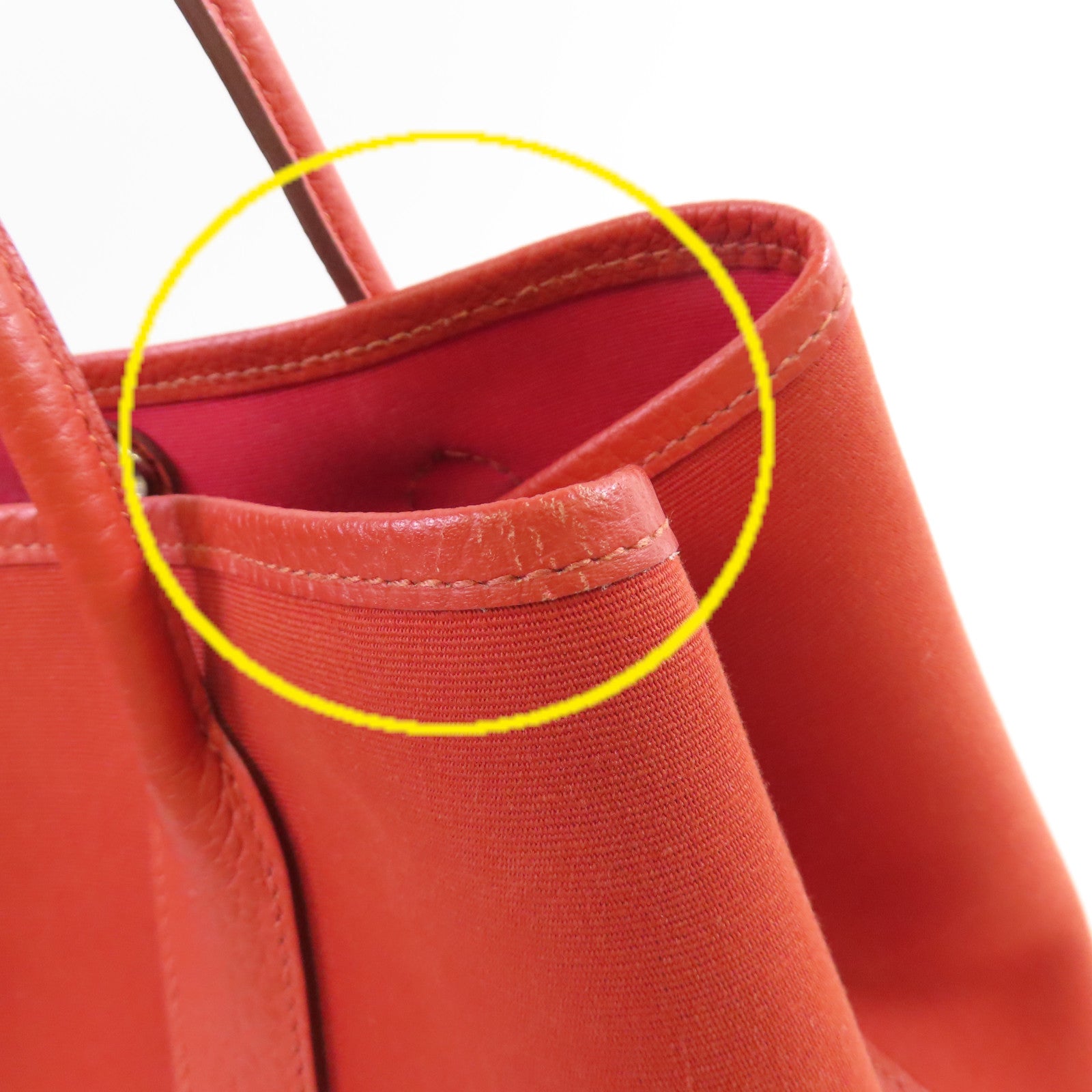 HERMES 【激減優惠】帆布Garden Party TPM Tote Bag銀扣手挽袋紅色
