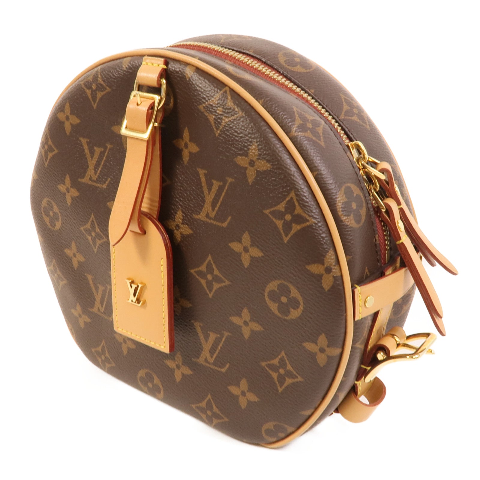 LOUIS VUITTON Monogram Boite Chapeau Souple金扣肩背袋棕色