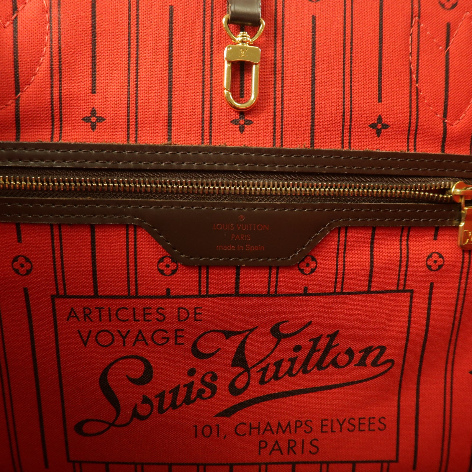 LOUIS VUITTON Damier Neverfull MM金扣手挽袋/肩背袋