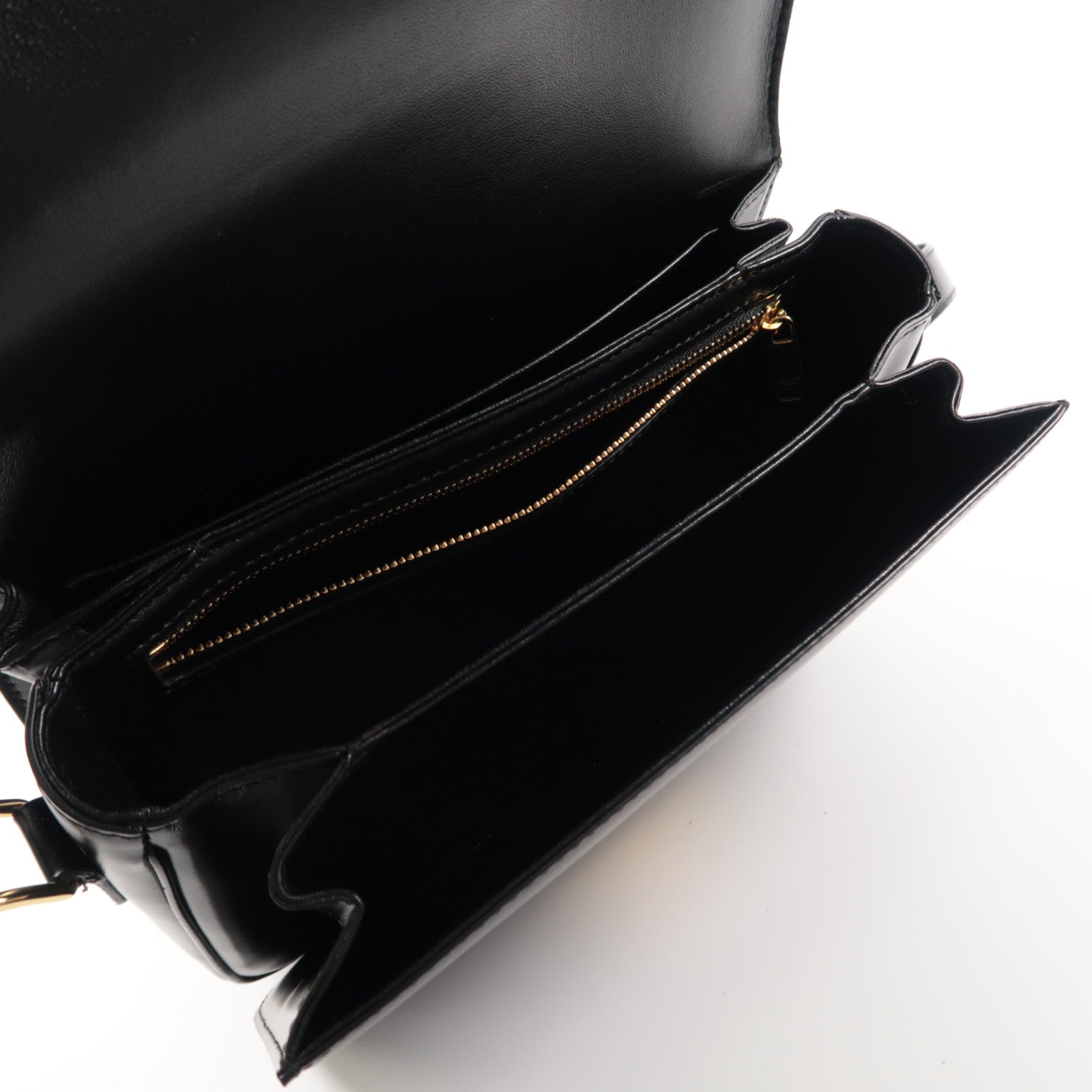 CELINE 牛皮皮革Classique Triomphe金扣肩背袋黑色