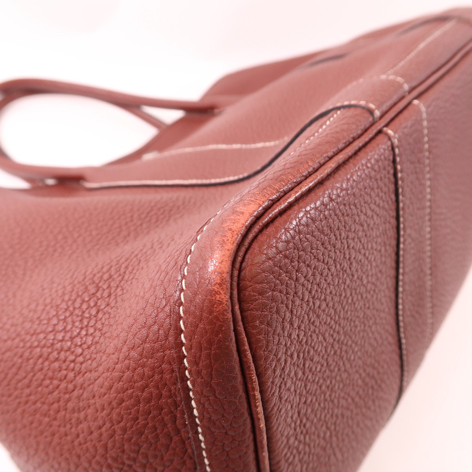 HERMES Negonda皮革Garden Party PM銀扣手挽袋Bordeaux