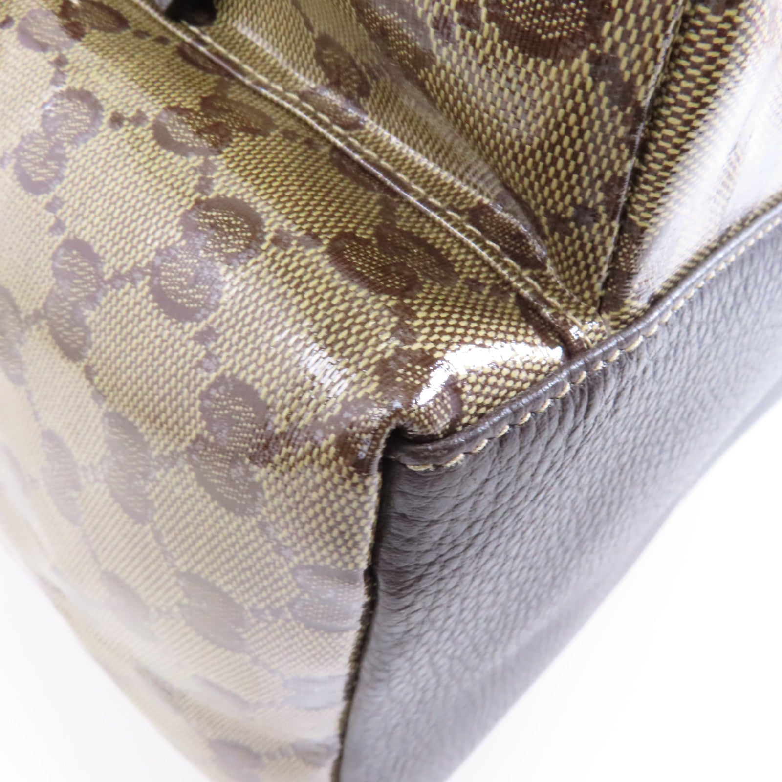 GUCCI 塗層帆布Backpack金扣背包棕色