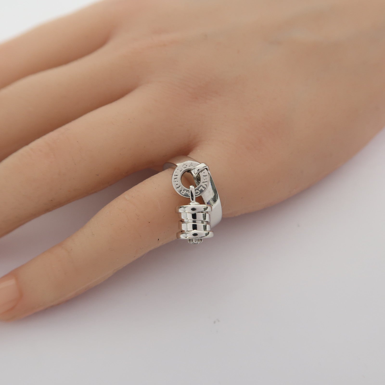 BVLGARI 18K白金Element Diamond Ring戒指US#4.5