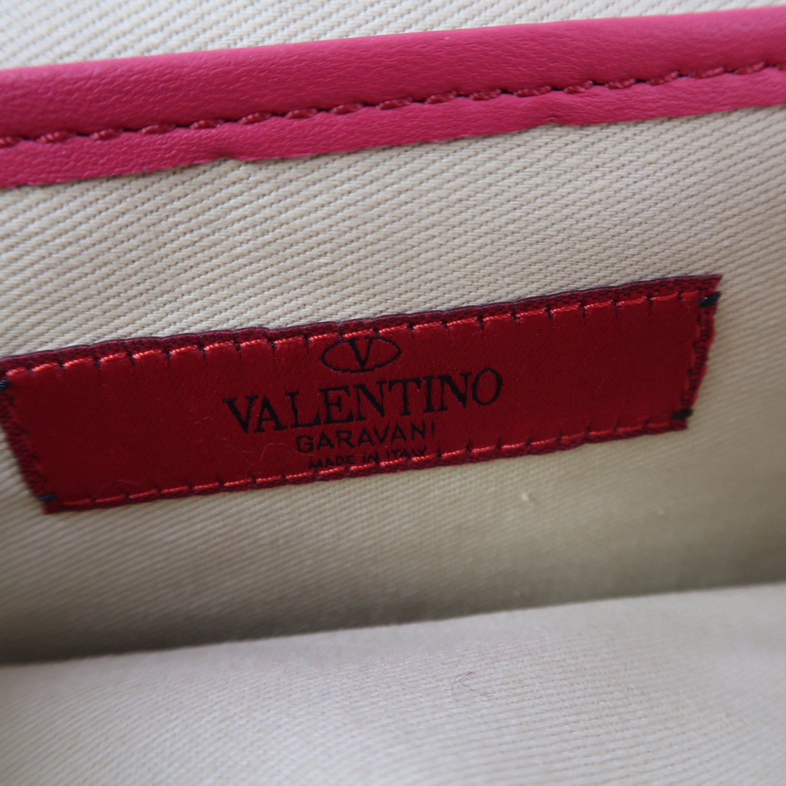 Valentino 牛皮皮革Chain Shoulder金扣鏈帶肩背袋粉紅色