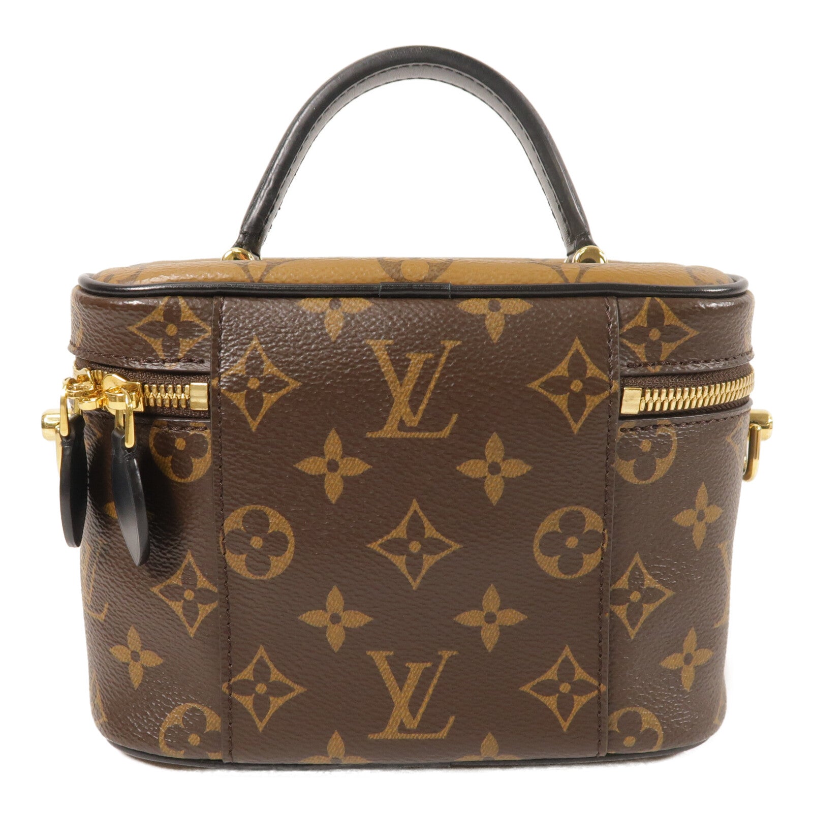 LOUIS VUITTON Monogram Reverse Vanity PM金扣手挽肩背兩用袋棕色