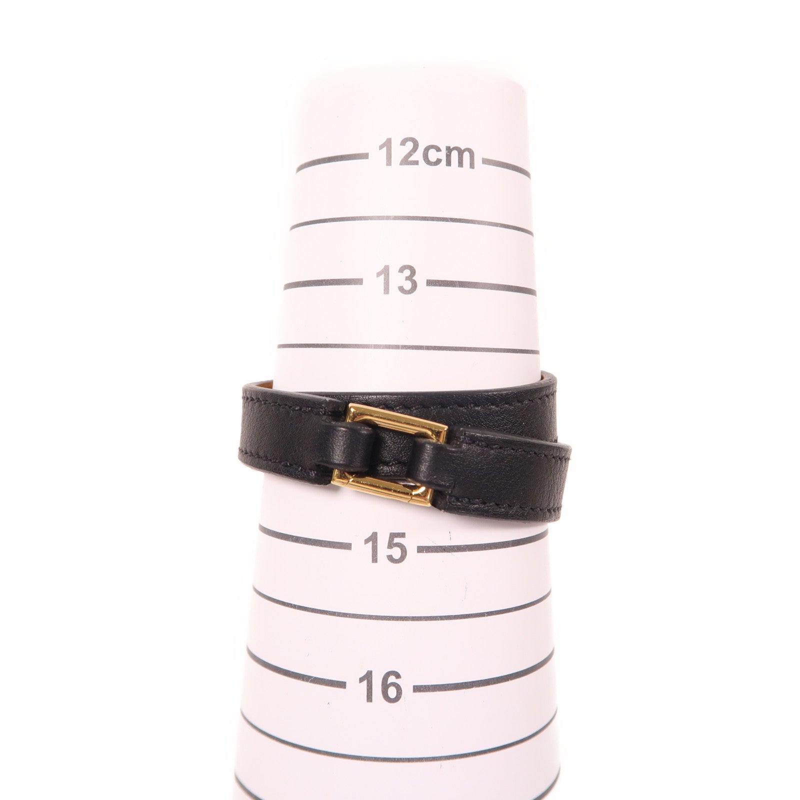 HERMES 皮革O'kelly Bracelet金扣手鐲Noir