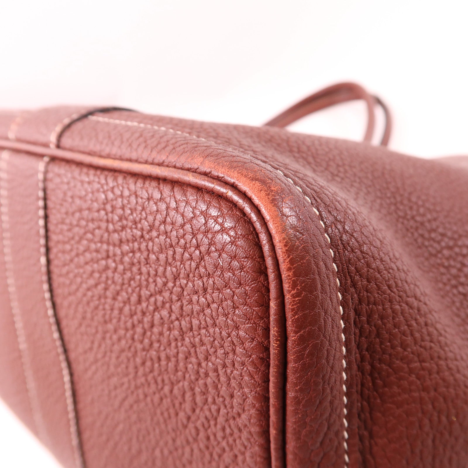 HERMES Negonda皮革Garden Party PM銀扣手挽袋Bordeaux