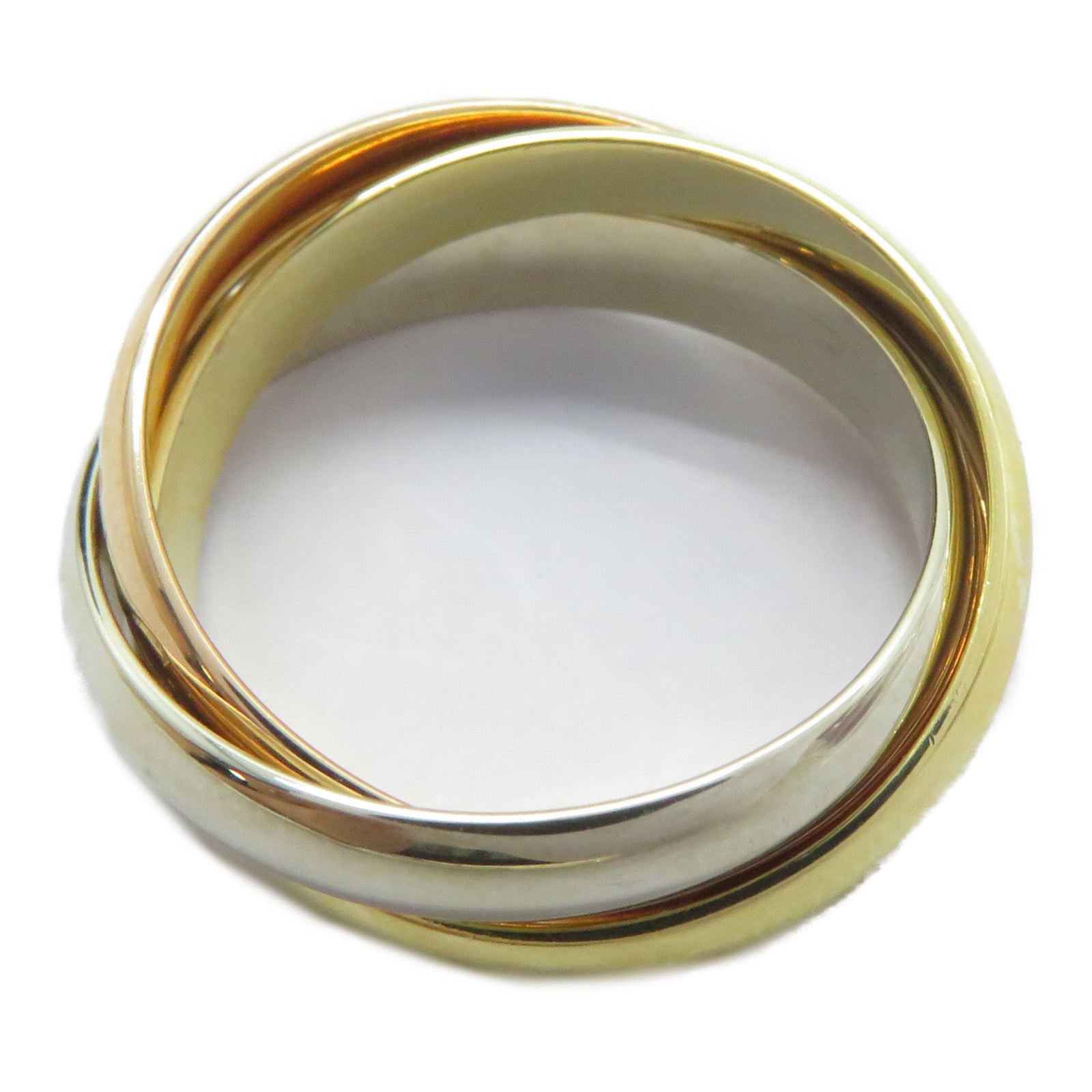 CARTIER 18K黃金/白金/玫瑰金Trinity戒指Cartier#54/US#6.75