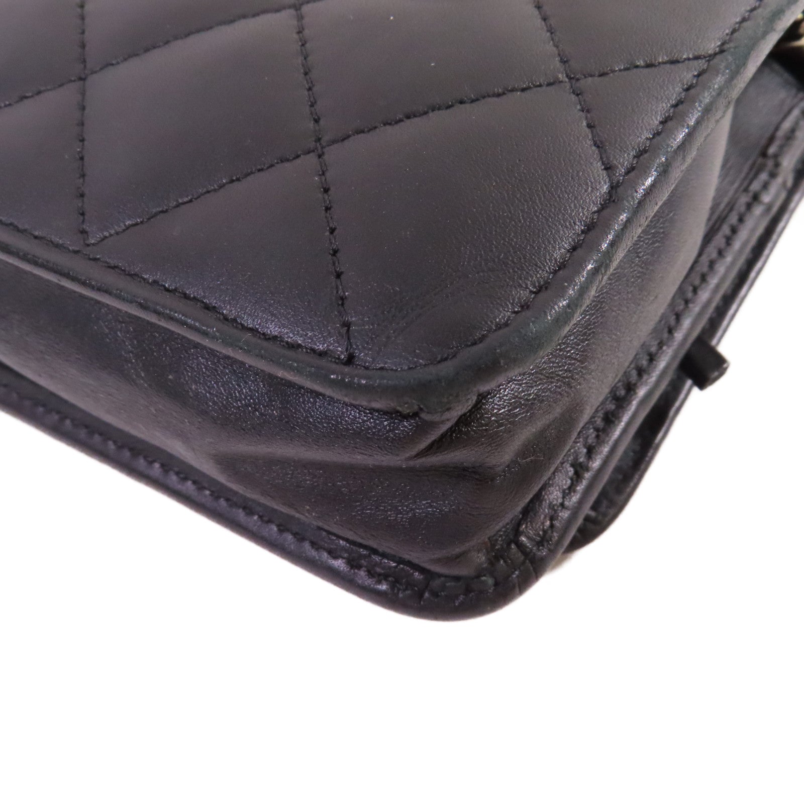 CHANEL 【激減優惠】菱格羊皮皮革Cambon WOC Wallet On Chain Shoulder Bag銀扣鏈帶肩背袋黑色