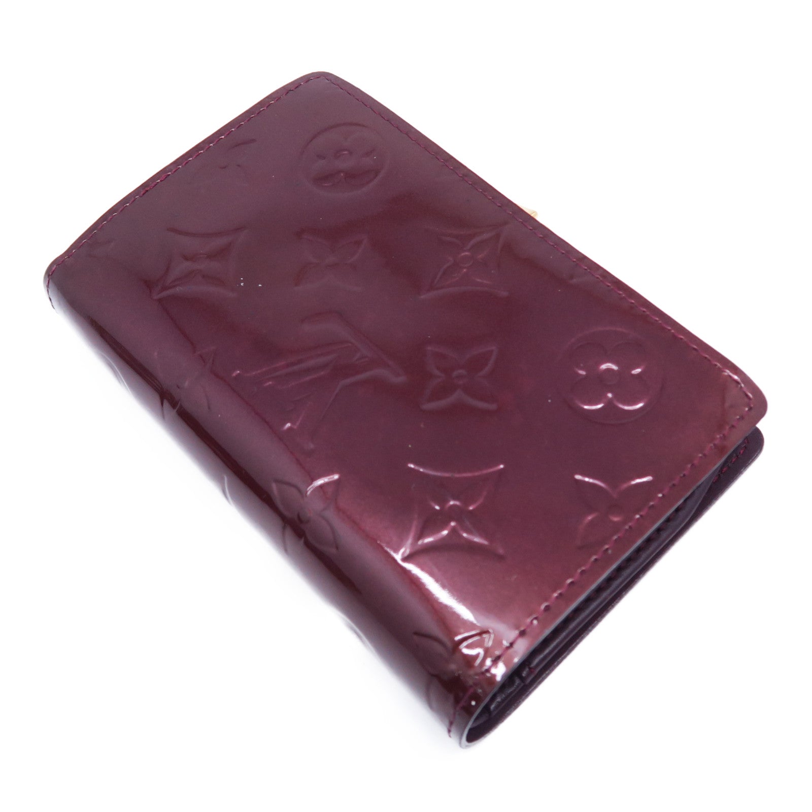 LOUIS VUITTON 【激減優惠】Monogram Vernis Portefeuille Viennois金扣錢包酒紅色