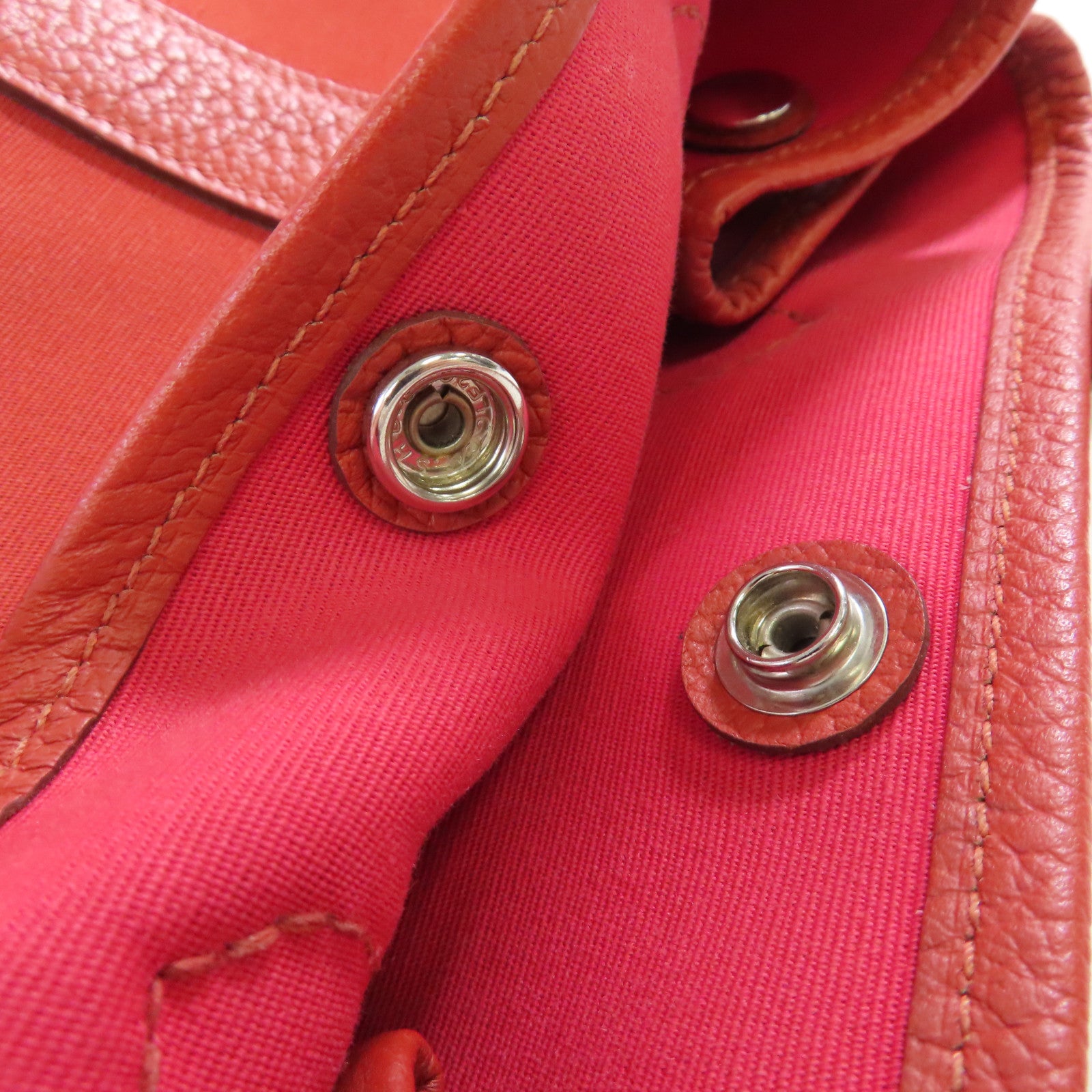 HERMES 【激減優惠】帆布Garden Party TPM Tote Bag銀扣手挽袋紅色