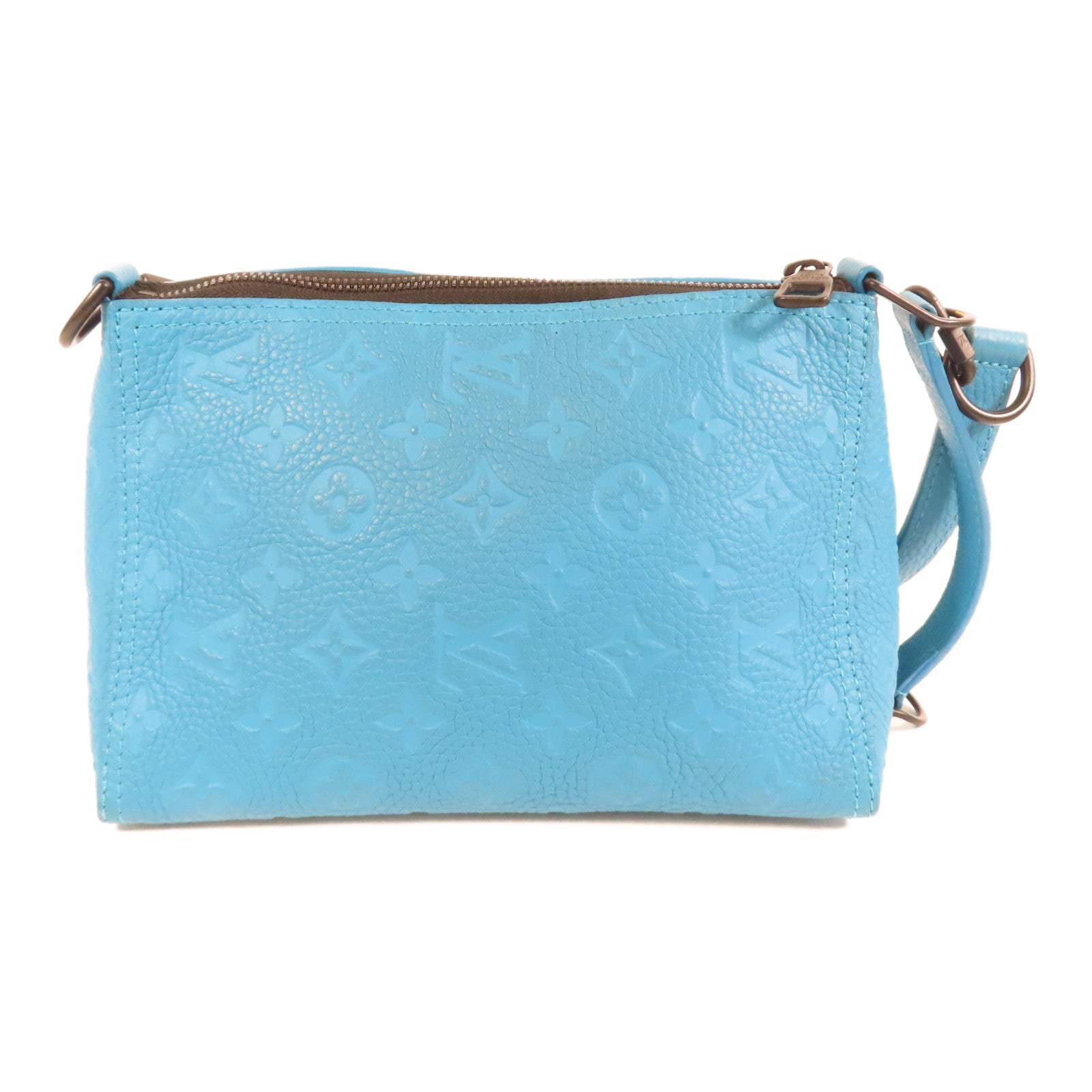 LOUIS VUITTON Taurillon Monogram Triangle肩背袋藍色