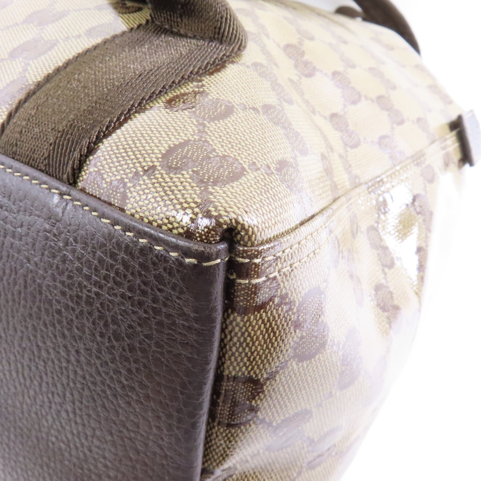 GUCCI 塗層帆布Backpack金扣背包棕色