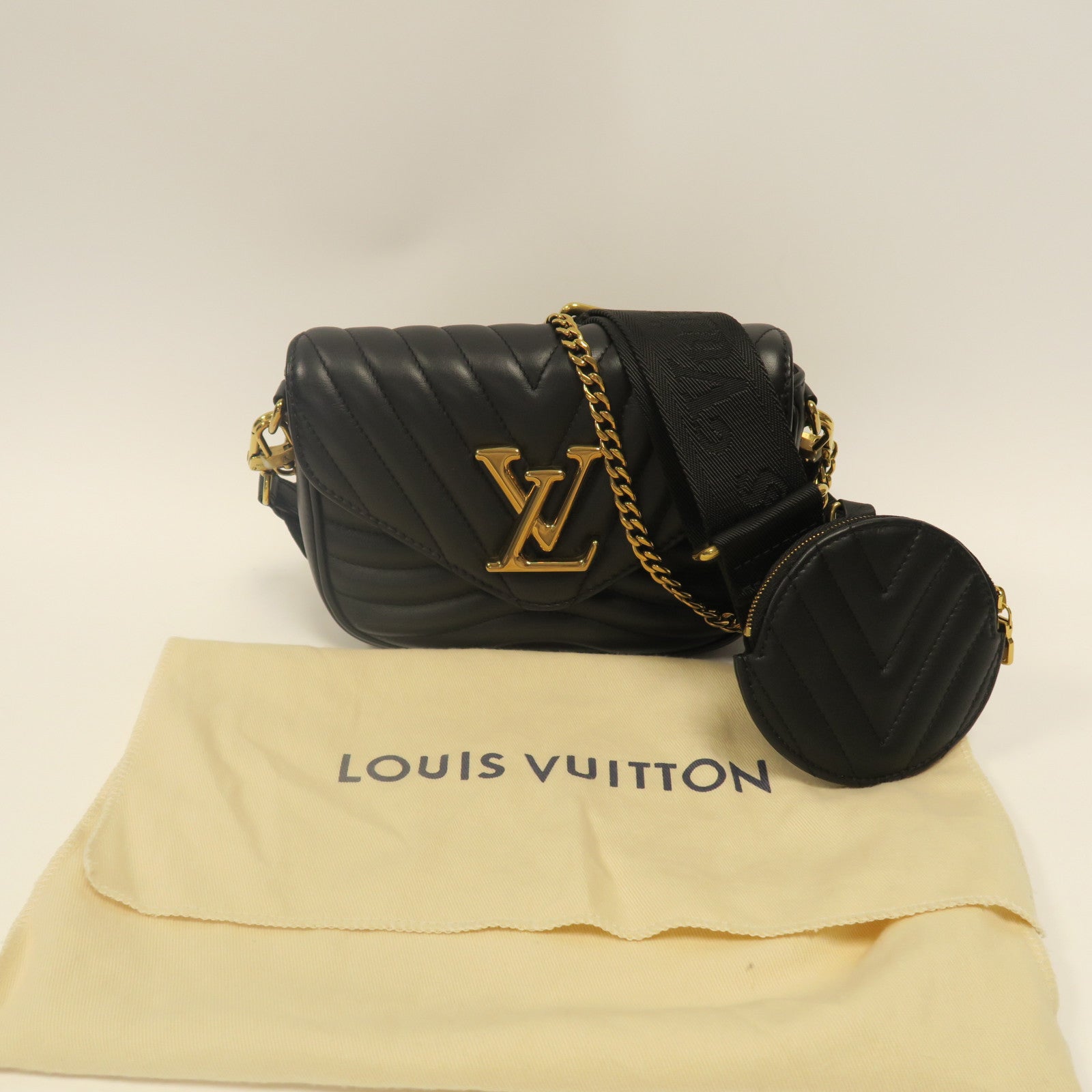 LOUIS VUITTON 【激減優惠】牛皮皮革New Wave Multi-Pochette金扣肩背袋黑色