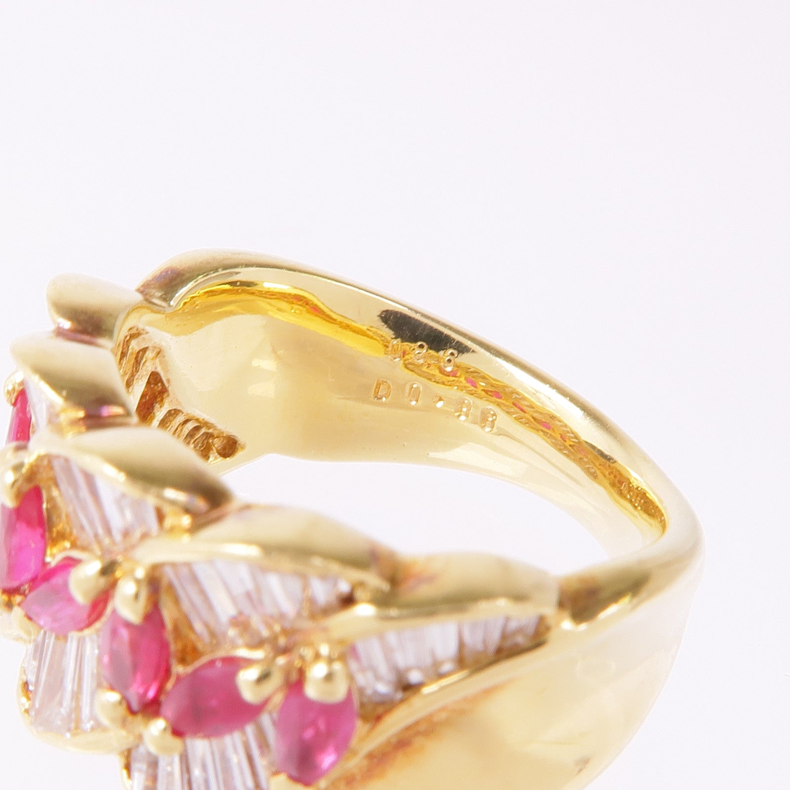 JEWELRY 【激減優惠】18K黃金Ruby Diamond Ring紅寶石/鑽石戒指US#5.5