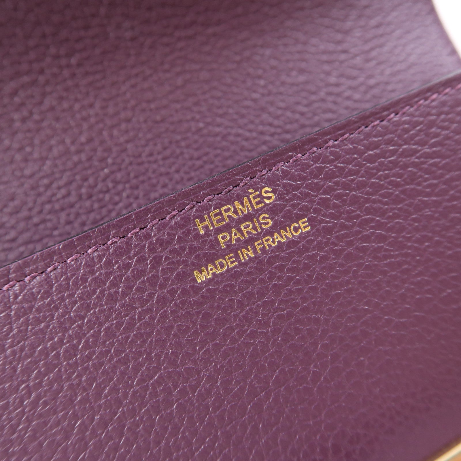 HERMES Evercolor皮革Rouis Slim銀扣錢包紫色