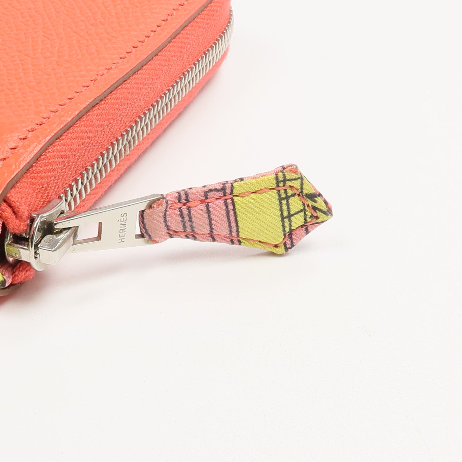 HERMES Epsom皮革/絲質Silk'In Compact Wallet錢包Rose Jaipur