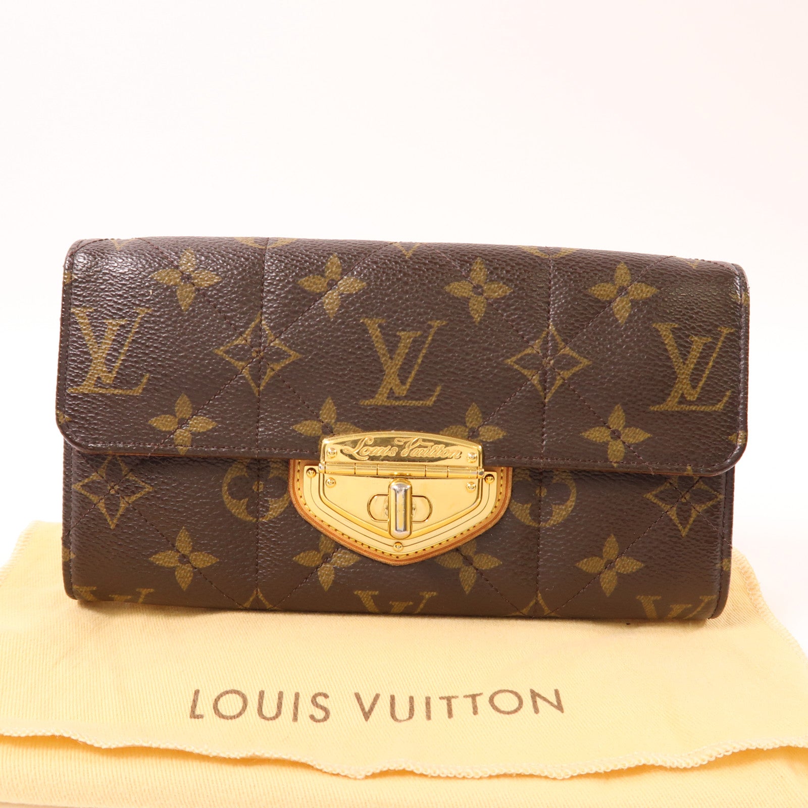 LOUIS VUITTON Monogram Etoile Portefeuille Sarah金扣長錢包棕色