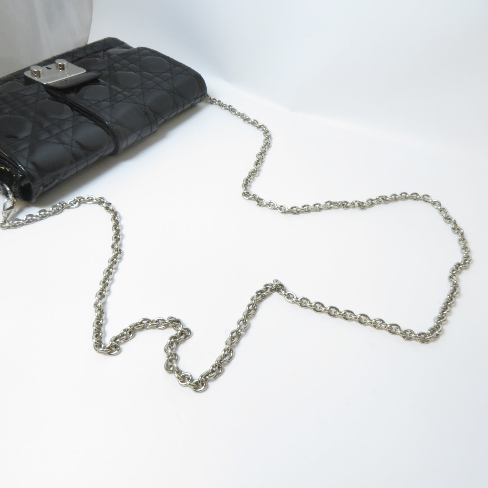Dior **【激減優惠】漆皮皮革Chain Shoulder銀扣鏈帶肩背袋黑色