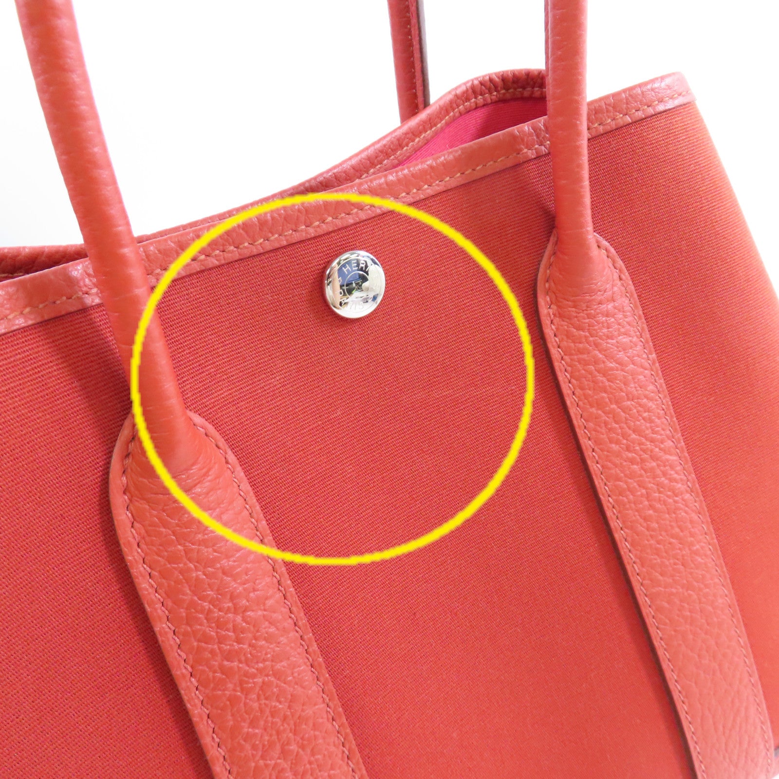 HERMES 【激減優惠】帆布Garden Party TPM Tote Bag銀扣手挽袋紅色
