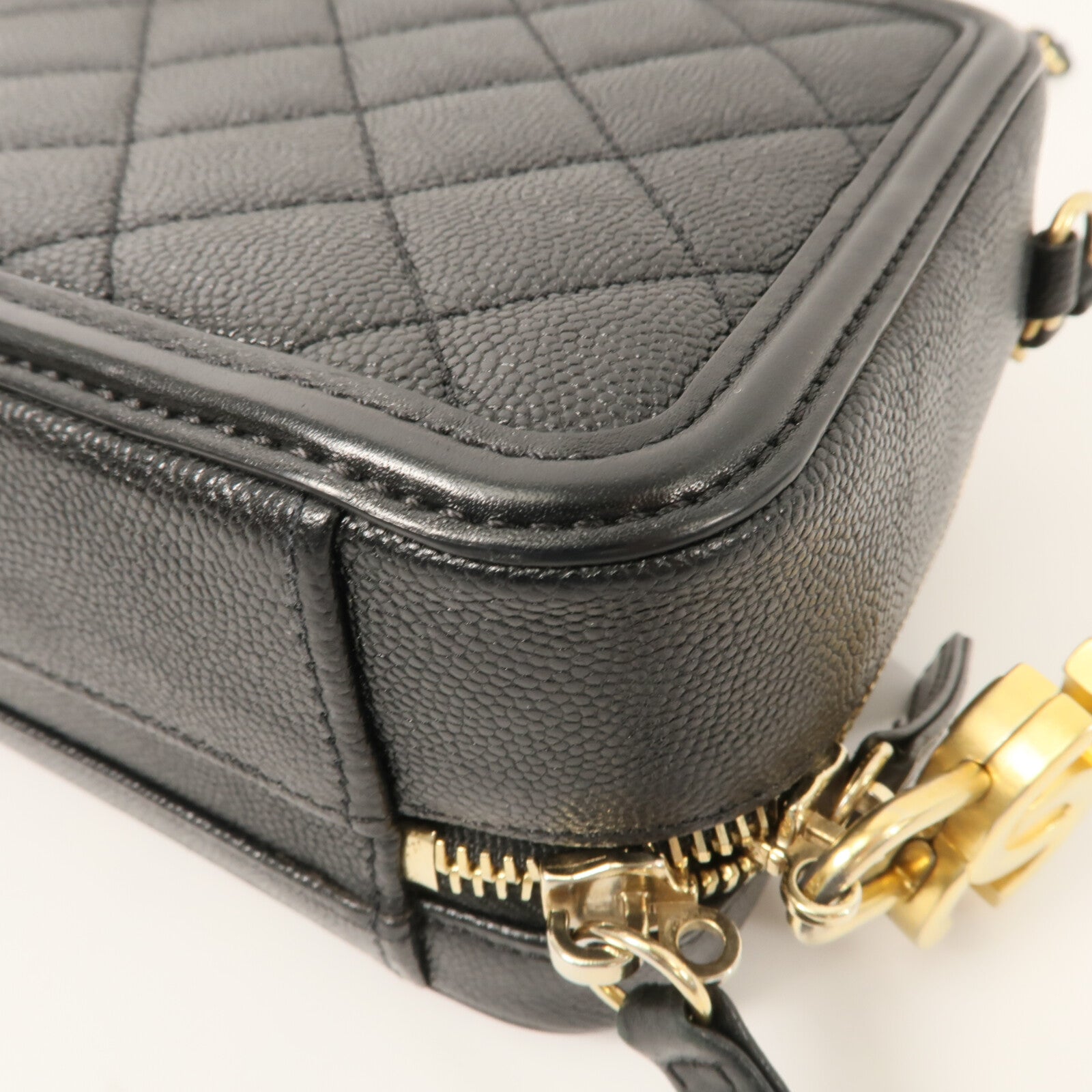 CHANEL 牛皮皮革Vanity Case 17cm鏈帶手挽肩背兩用袋