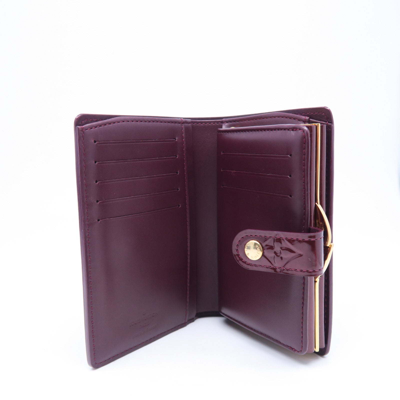 LOUIS VUITTON 【激減優惠】Monogram Vernis Portefeuille Viennois金扣錢包酒紅色