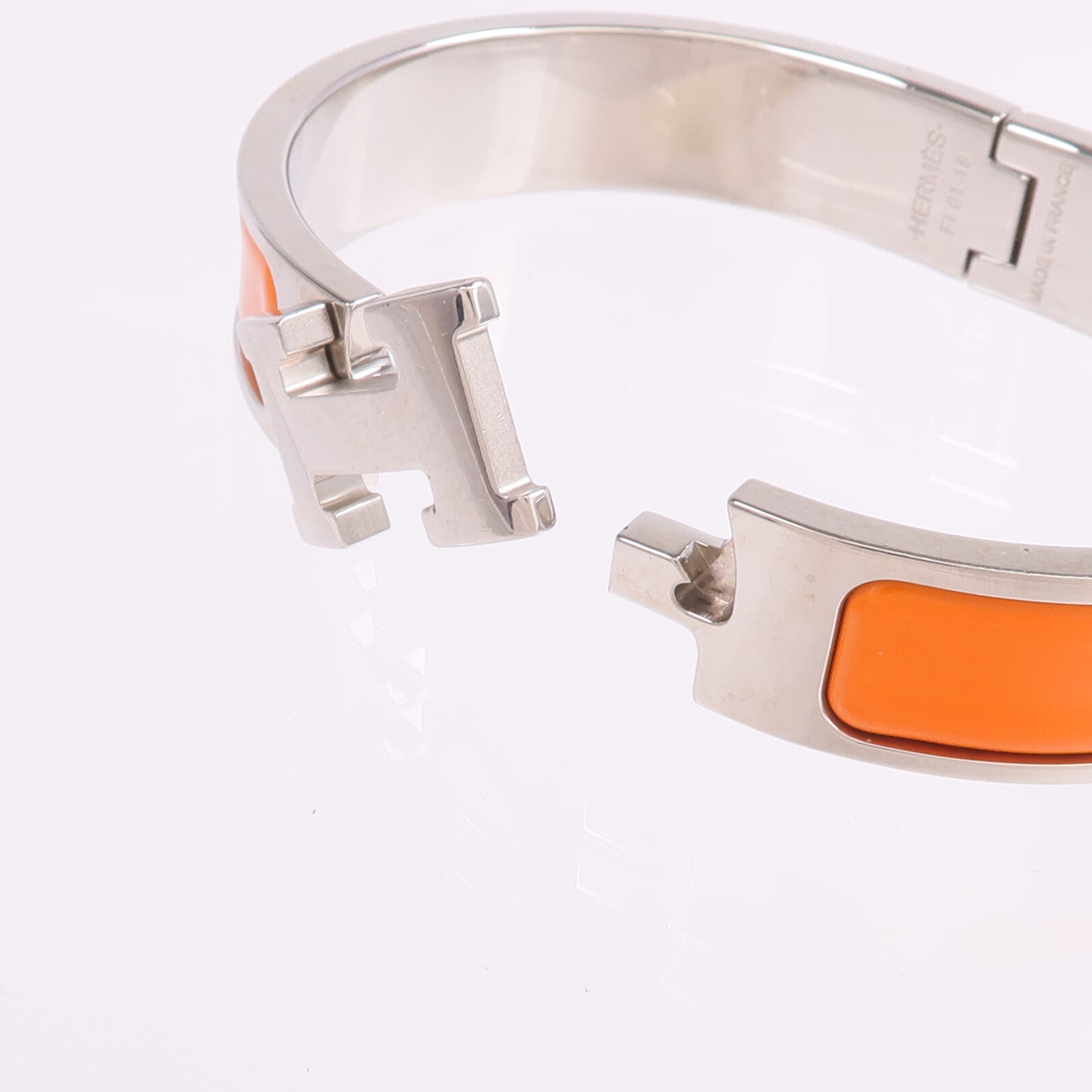 HERMES 金屬/琺瑯Clic H Bracelet銀扣手鐲