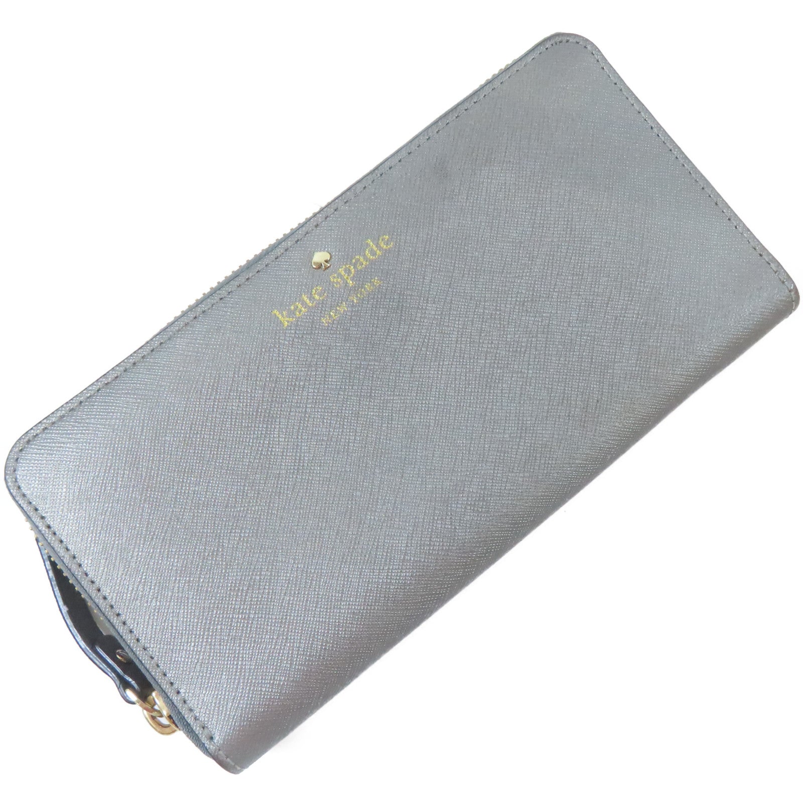 Kate Spade 塗層帆布Wallet金扣長錢包灰色