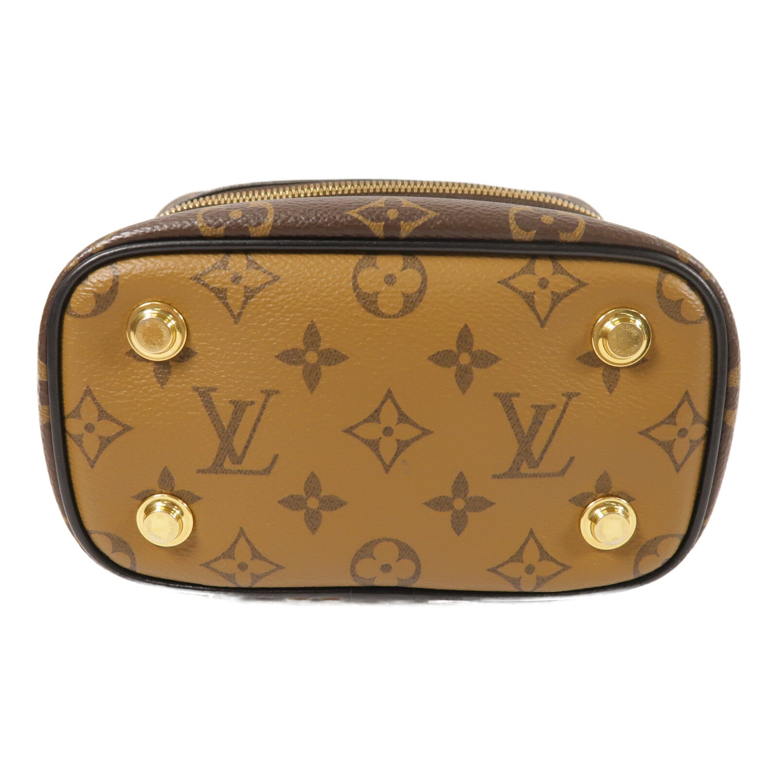 LOUIS VUITTON Monogram Reverse Vanity PM金扣手挽肩背兩用袋棕色