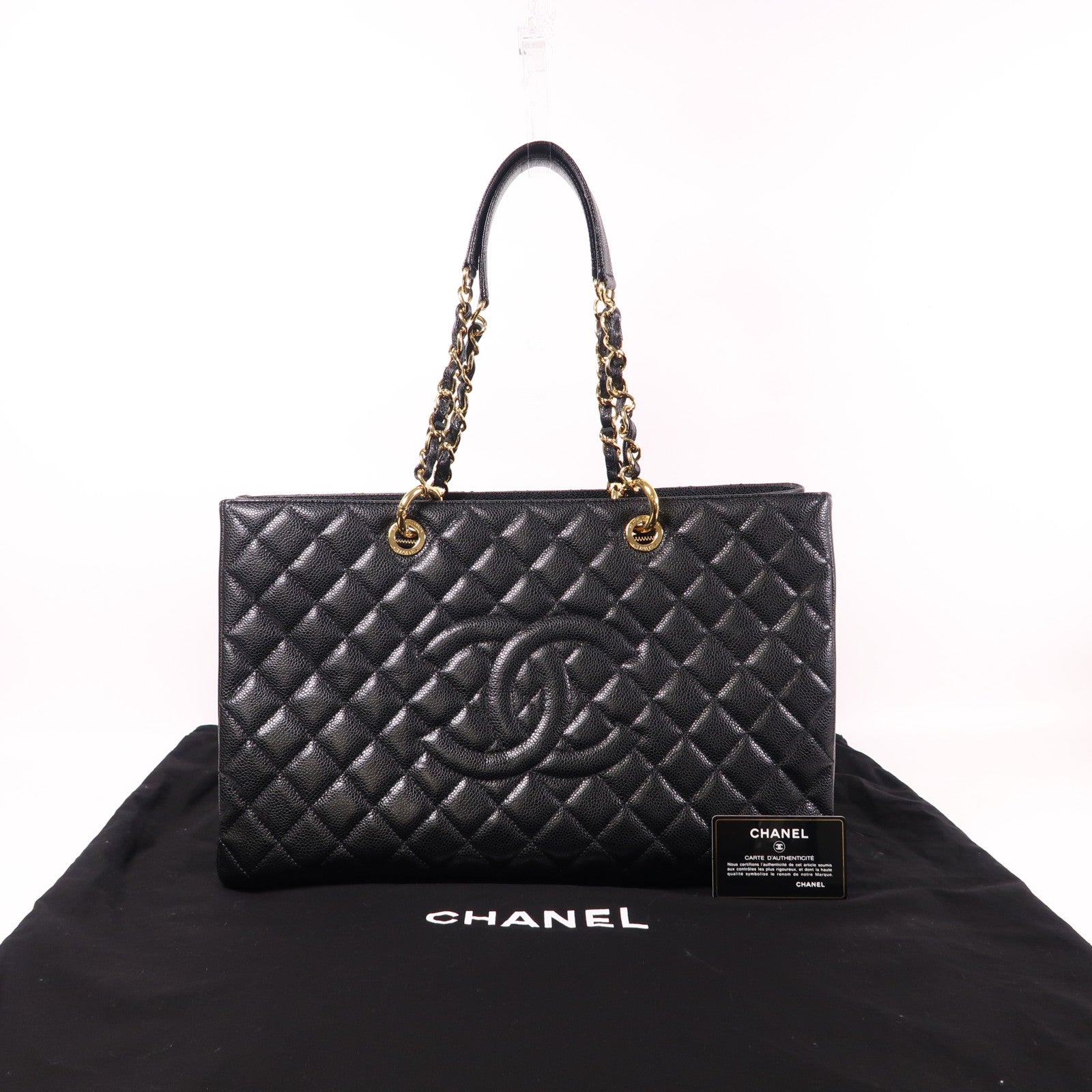 CHANEL 牛皮皮革GST Grand Shopping Tote Bag XL金扣鏈帶肩背袋/手挽袋