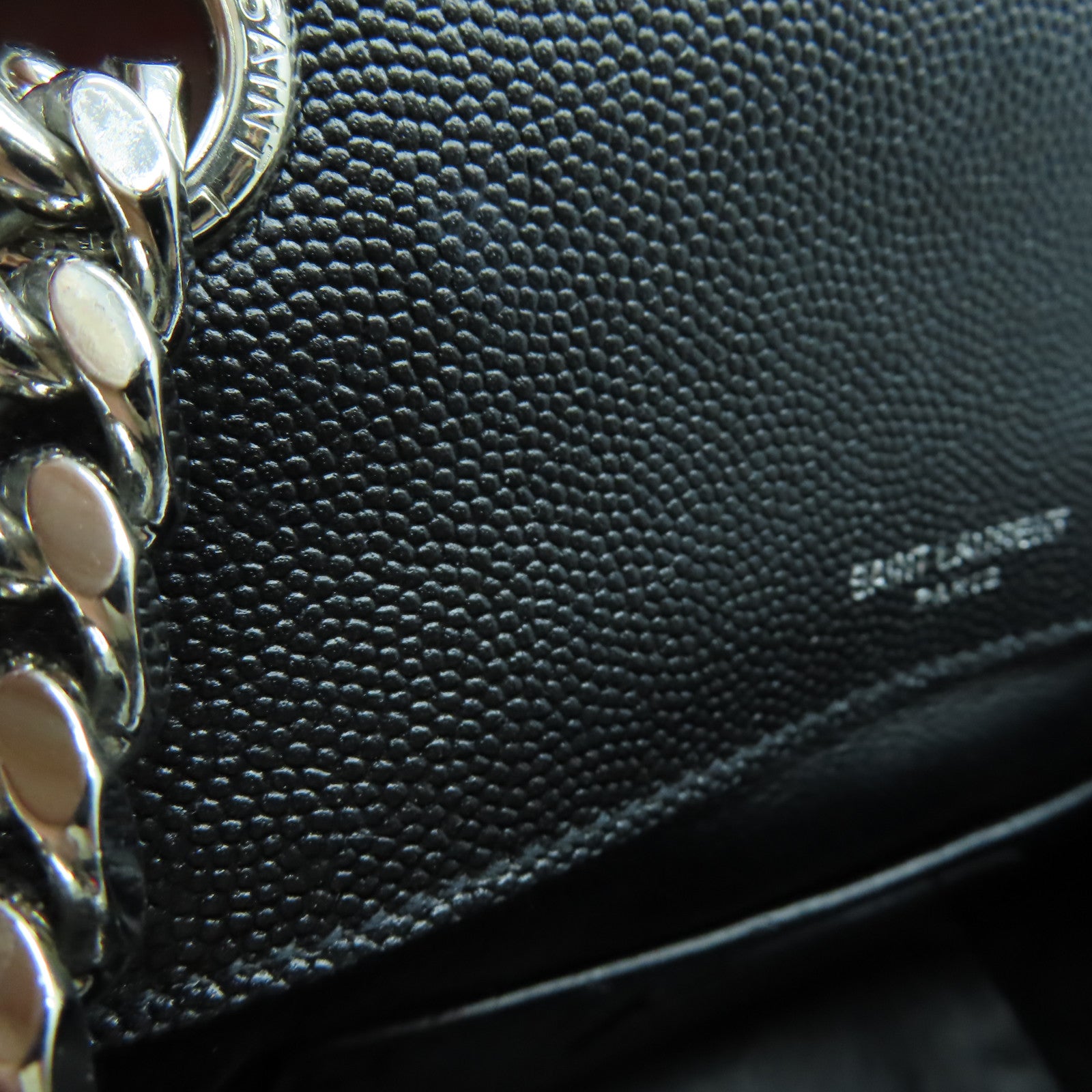 SAINT LAURENT 【激減優惠】牛皮皮革Vicky銀扣肩背袋黑色