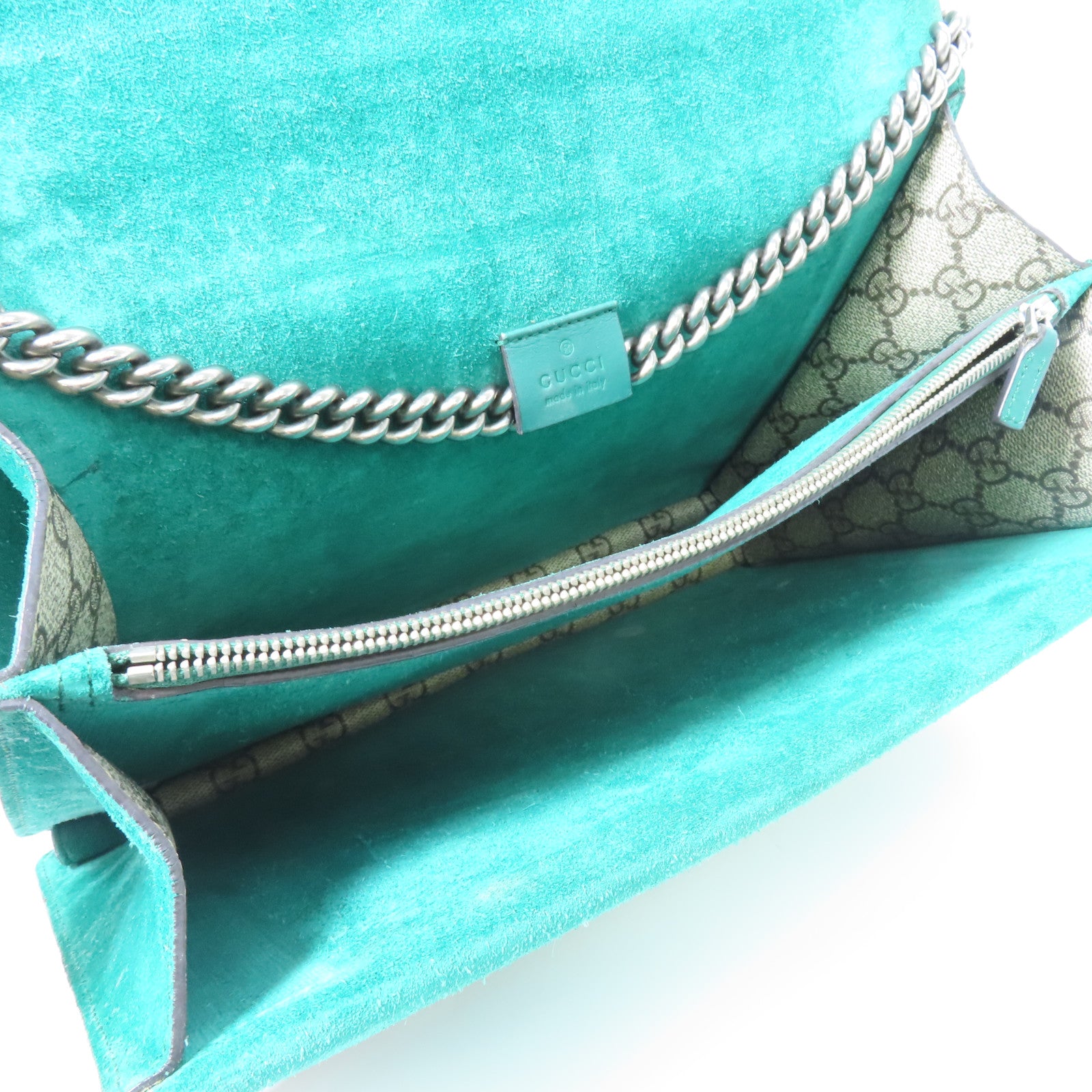 GUCCI 【激減優惠】塗層帆布Dionysus銀扣鏈帶肩背袋啡色/彩色