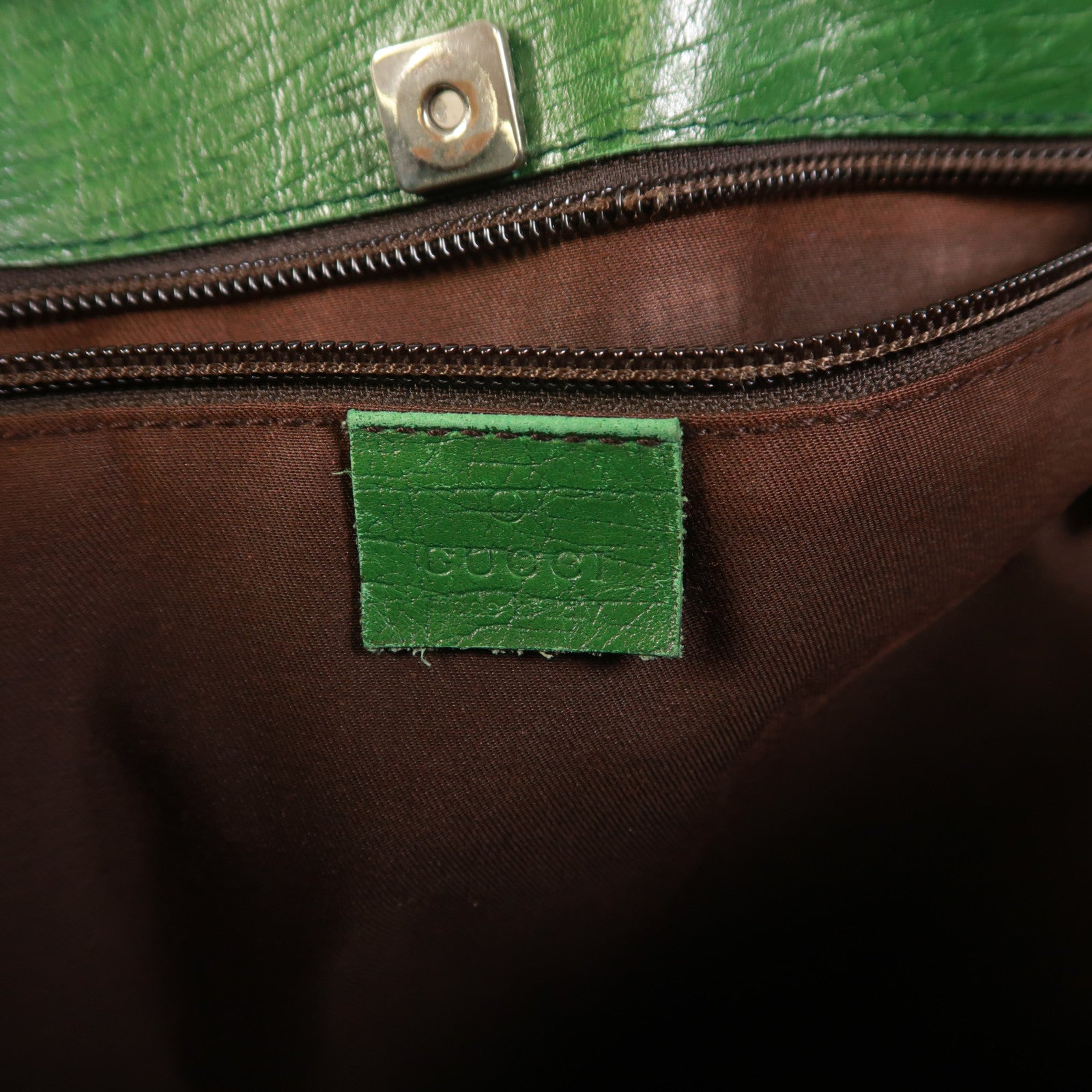 GUCCI 塗層帆布Tote Bag銀扣肩背袋