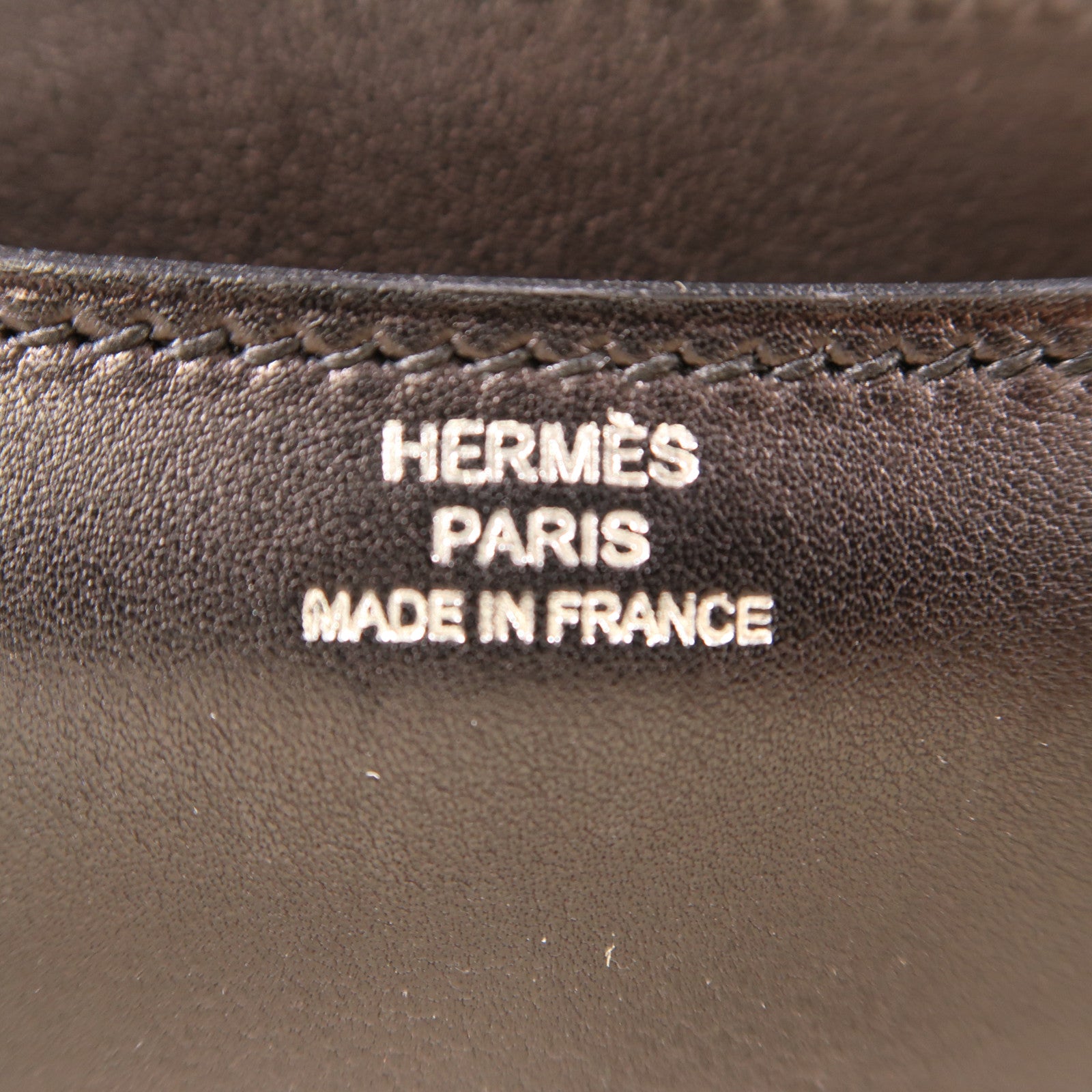 HERMES Evercalf皮革Constance Mini銀扣肩背袋Noir黑色