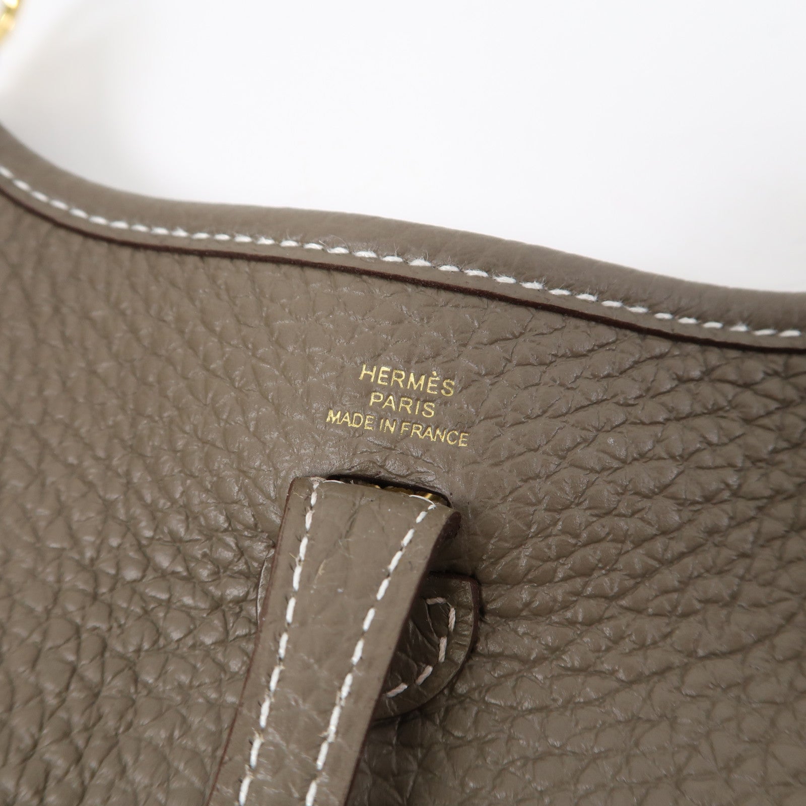 HERMES 皮革Evelyne TPM金扣肩背袋大象灰色