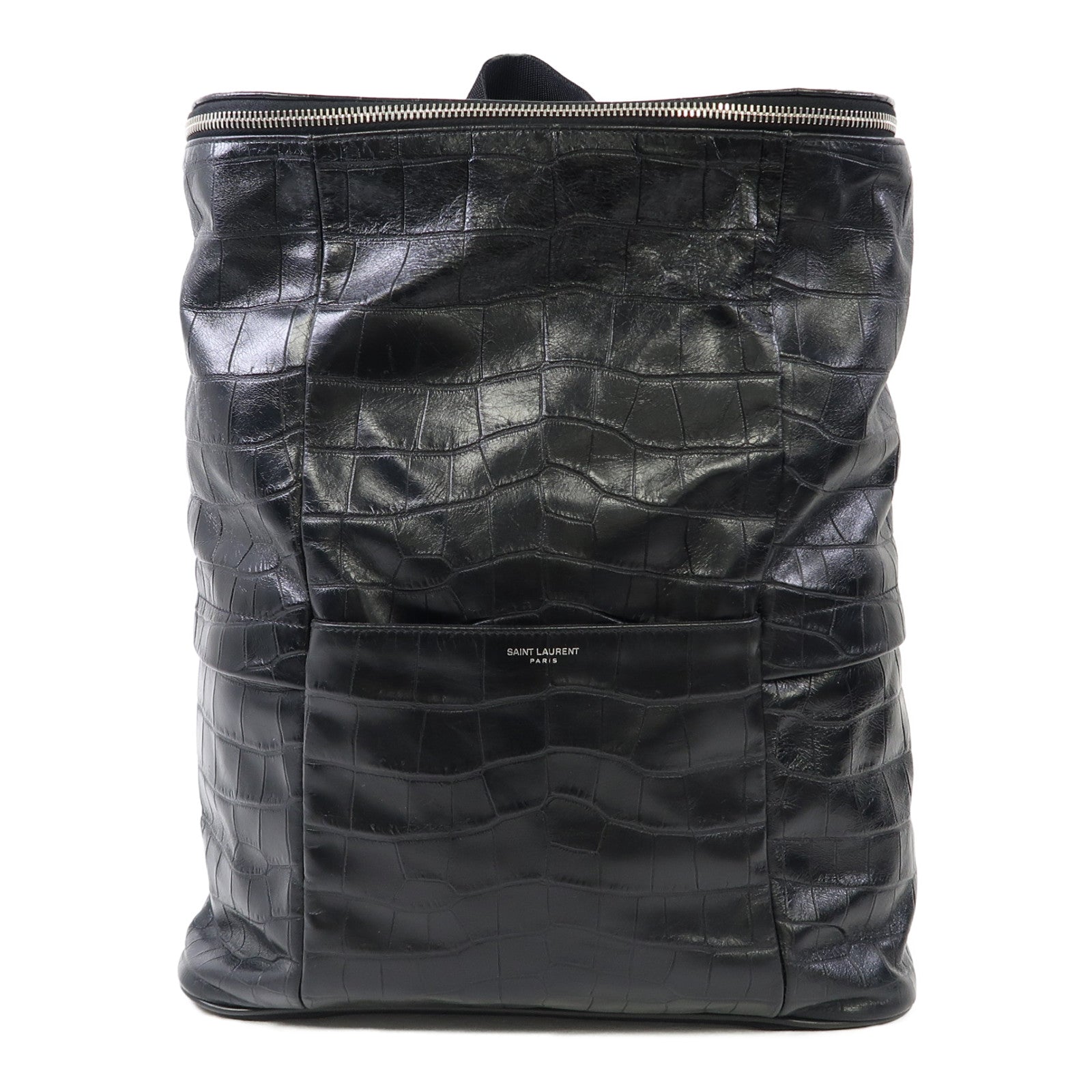 YVES SAINT LAURENT 牛皮皮革Backpack銀扣背包黑色