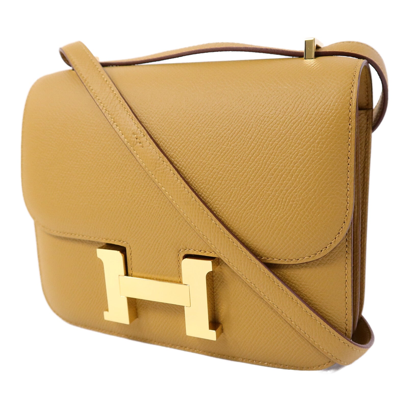 HERMES Epsom皮革Mini Constance肩背袋Sesame