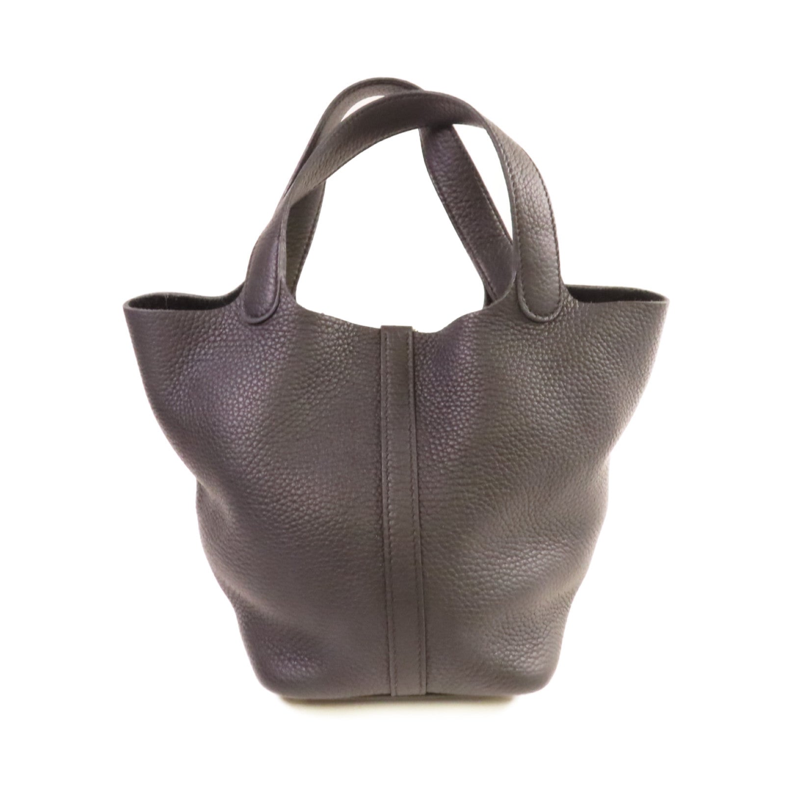 HERMES Clemence皮革Picotin PM Tote Bag銀扣手挽袋黑色